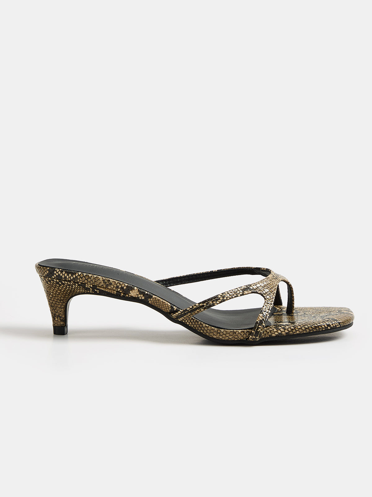 Snake Print Kitten Heel Mule Sandals Stylish Comfortable Low Heel