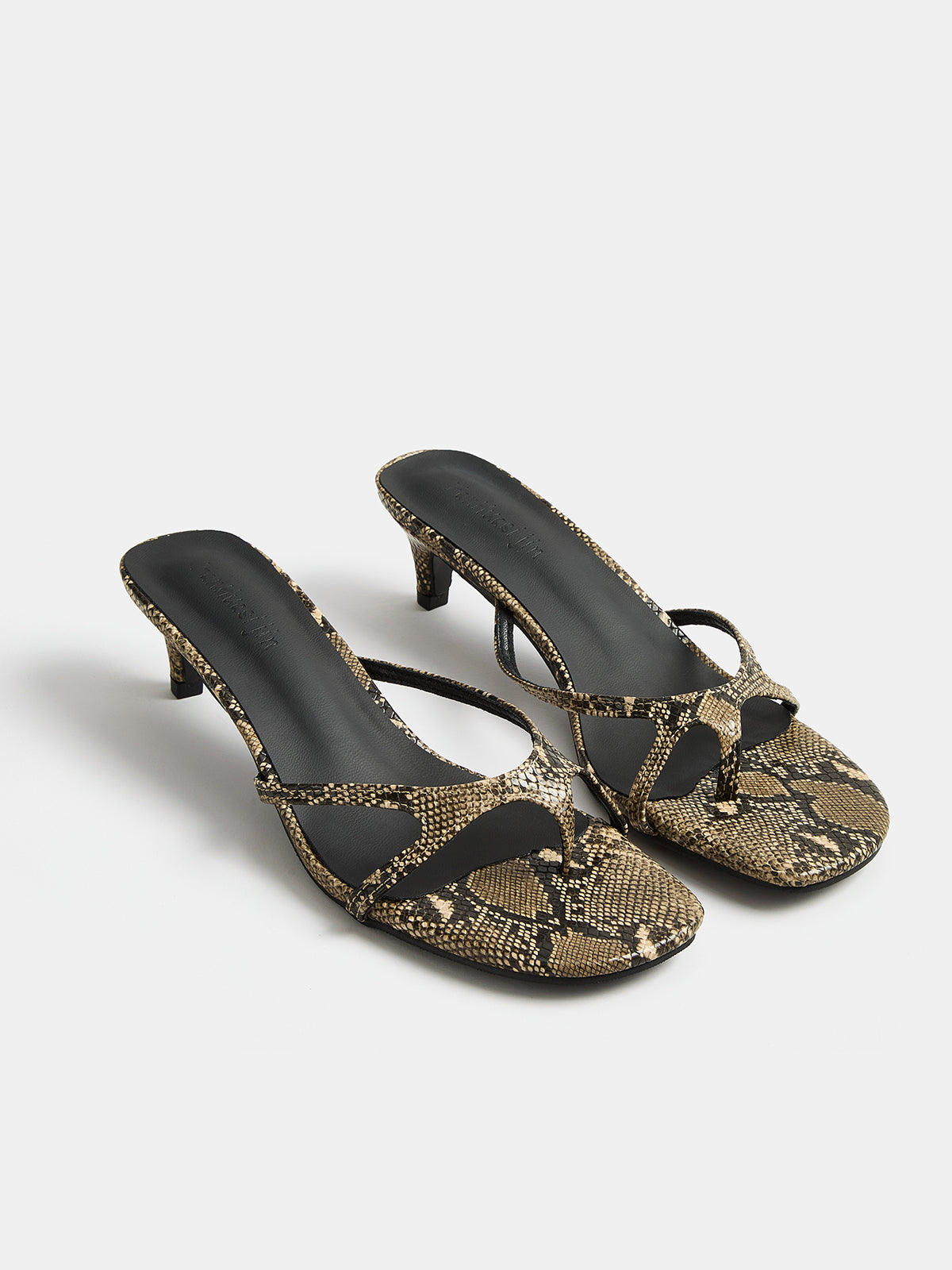 Snake Print Kitten Heel Mule Sandals Stylish Comfortable Low Heel