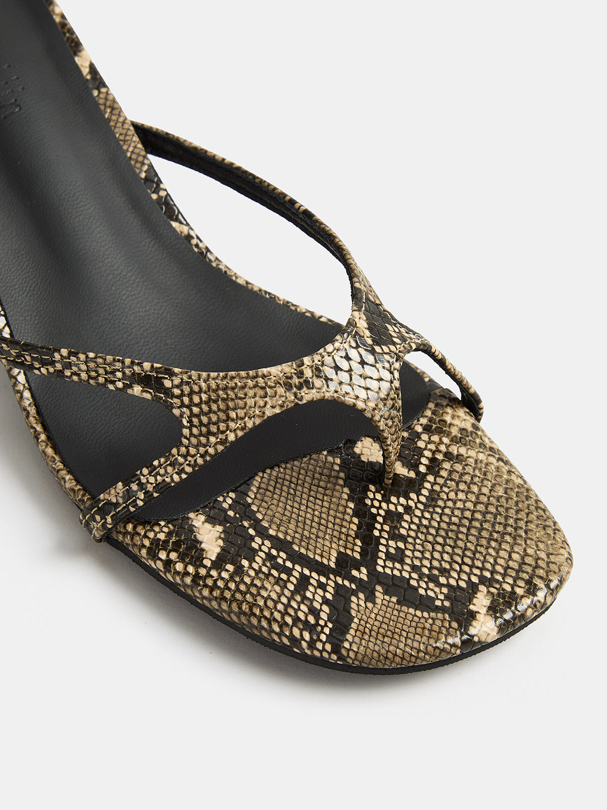 Snake Print Kitten Heel Mule Sandals Stylish Comfortable Low Heel