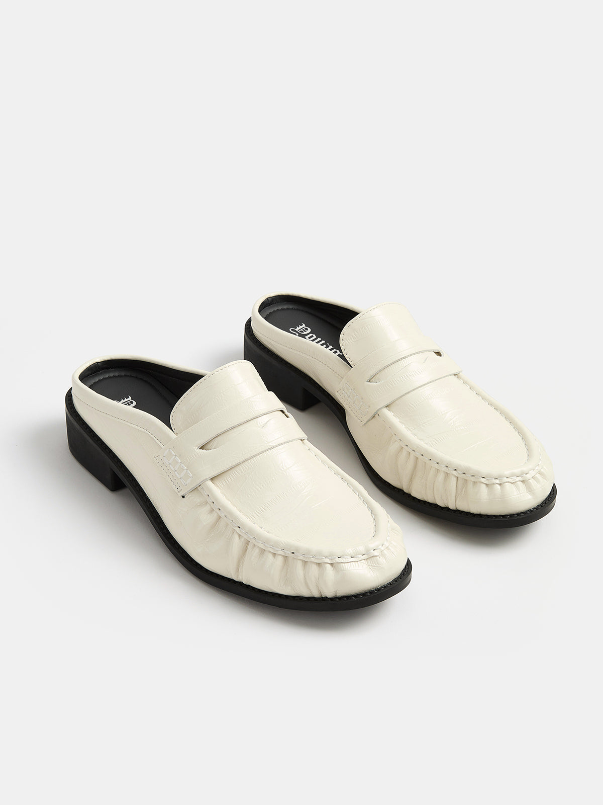 Ruched Toe Block Heel Loafer Mules - Comfortable Slip-on Dress Shoes for Women
