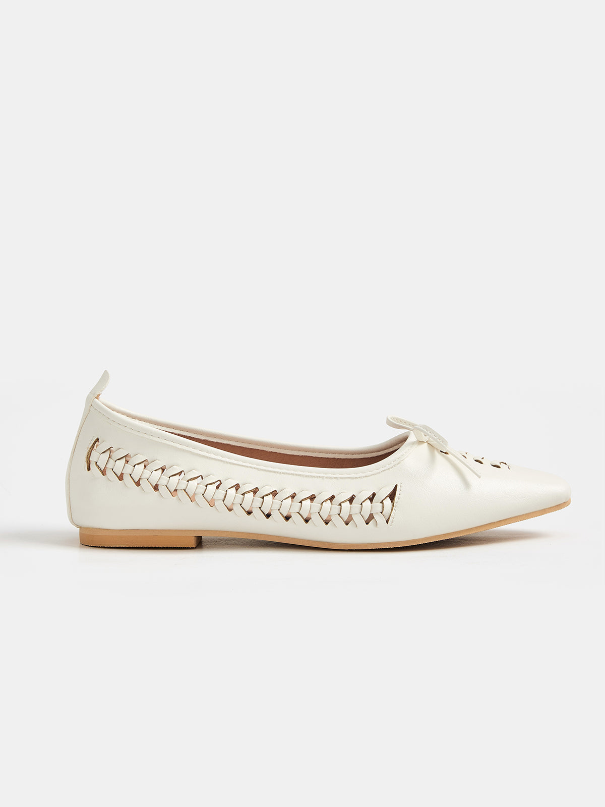 Bow Woven Pointed Toe Flat Shoes for Women, Comfortable Stylish Design