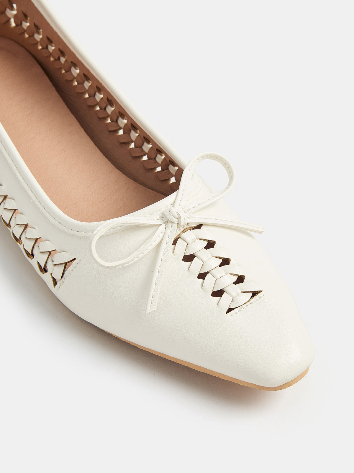 Bow Woven Pointed Toe Flat Shoes for Women, Comfortable Stylish Design