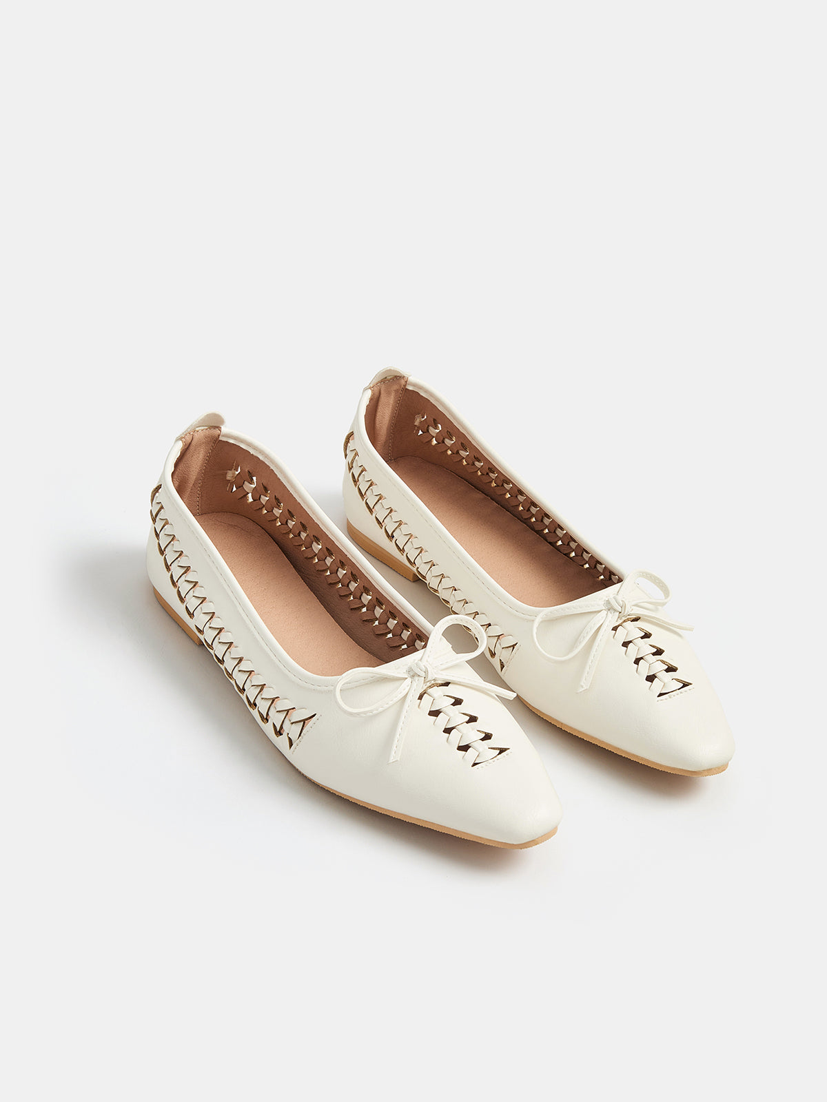 Bow Woven Pointed Toe Flat Shoes for Women, Comfortable Stylish Design