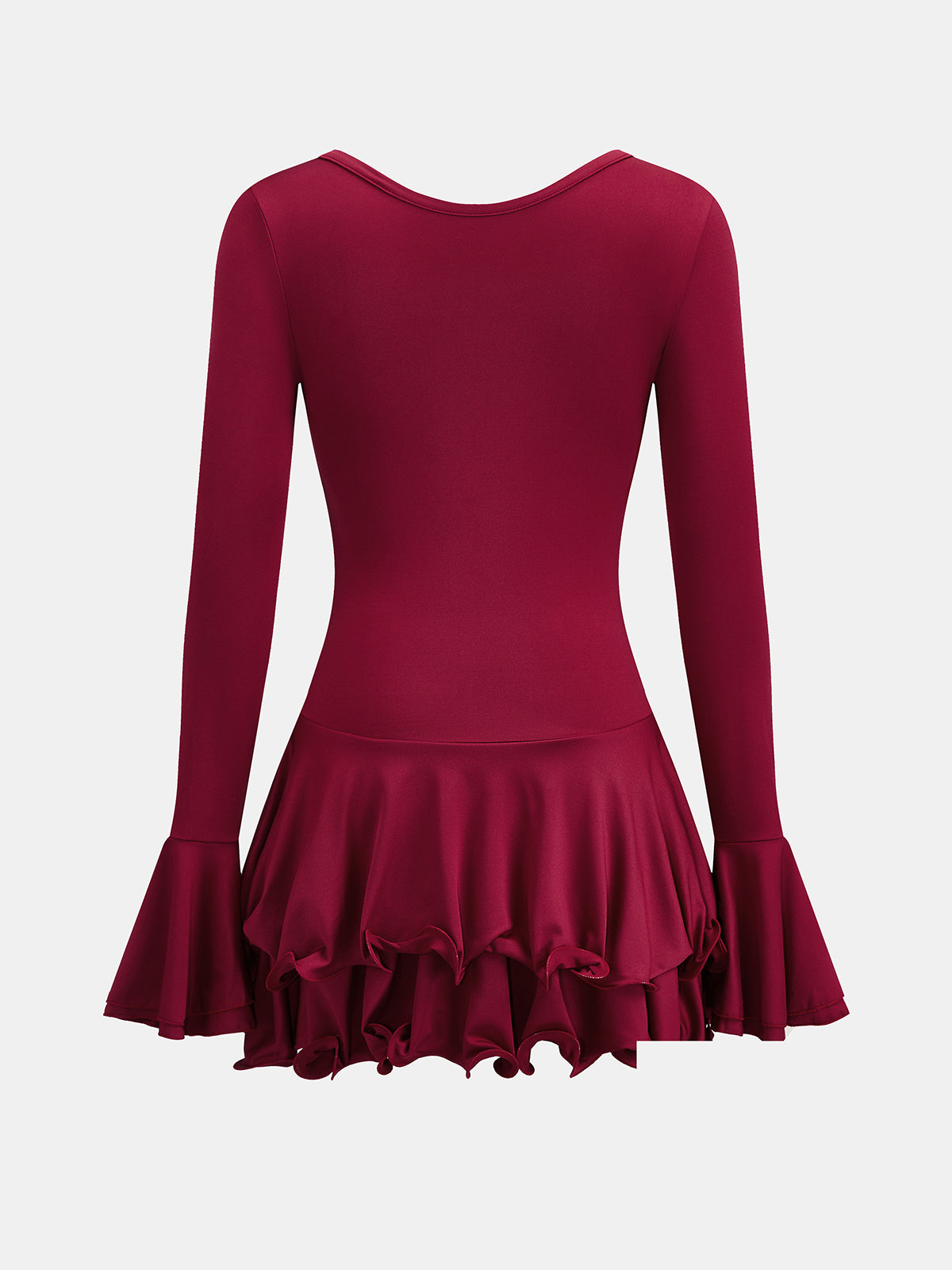 V Neck Button Flare Sleeve Ruffle Mini Dress Elegant Casual Party-wear