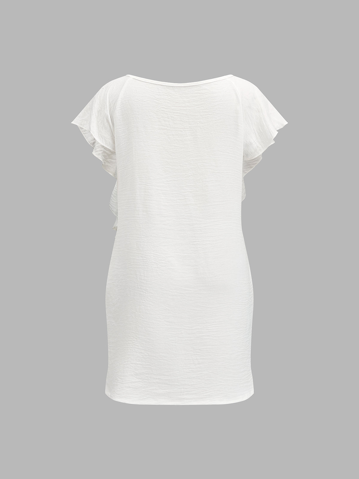 Ruffle Textured Fabric Loose Mini Dress for Casual Summer Wear