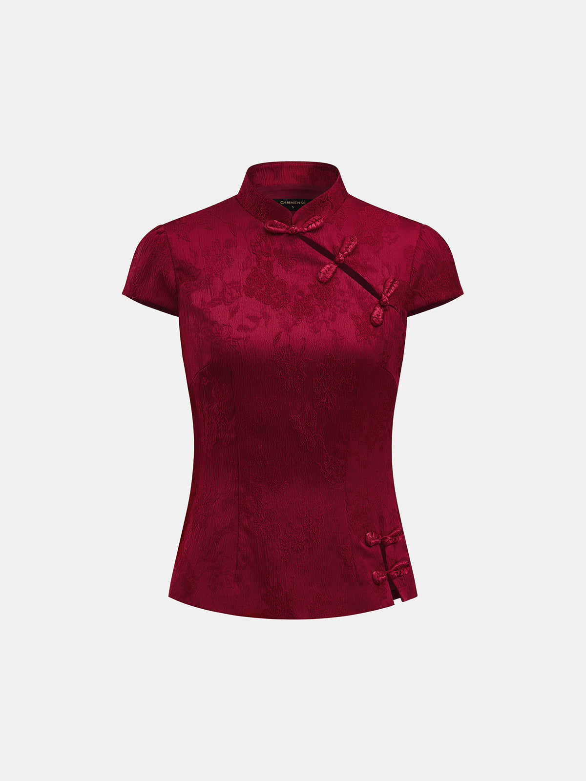 Frog Button Jacquard Cheongsam Top Traditional Chinese Style