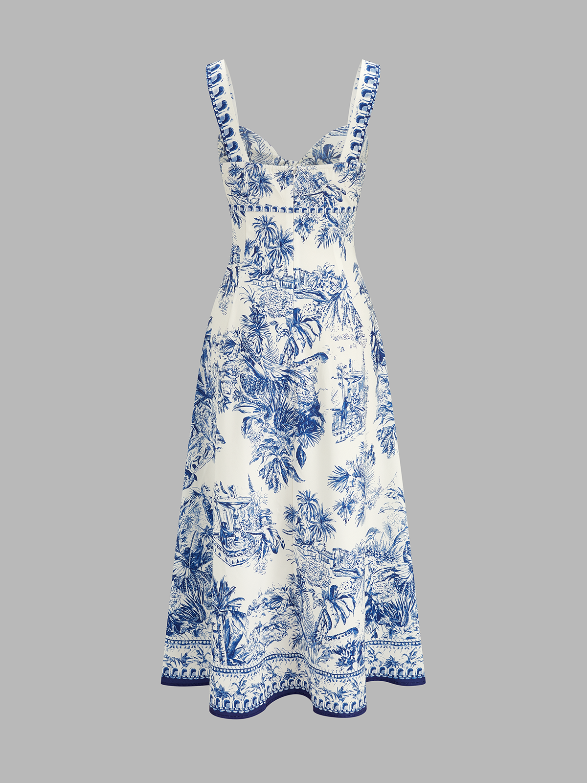 Tropical Print Cutout Sleeveless Maxi Dress for Beach Vacation