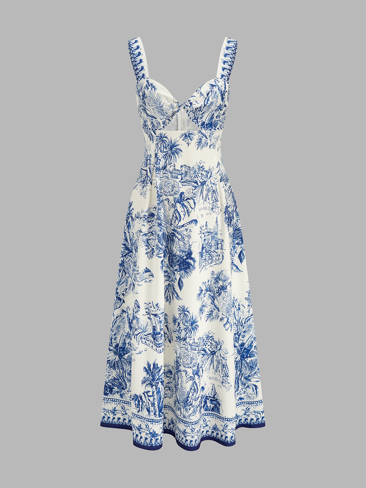 Tropical Print Cutout Sleeveless Maxi Dress for Beach Vacation