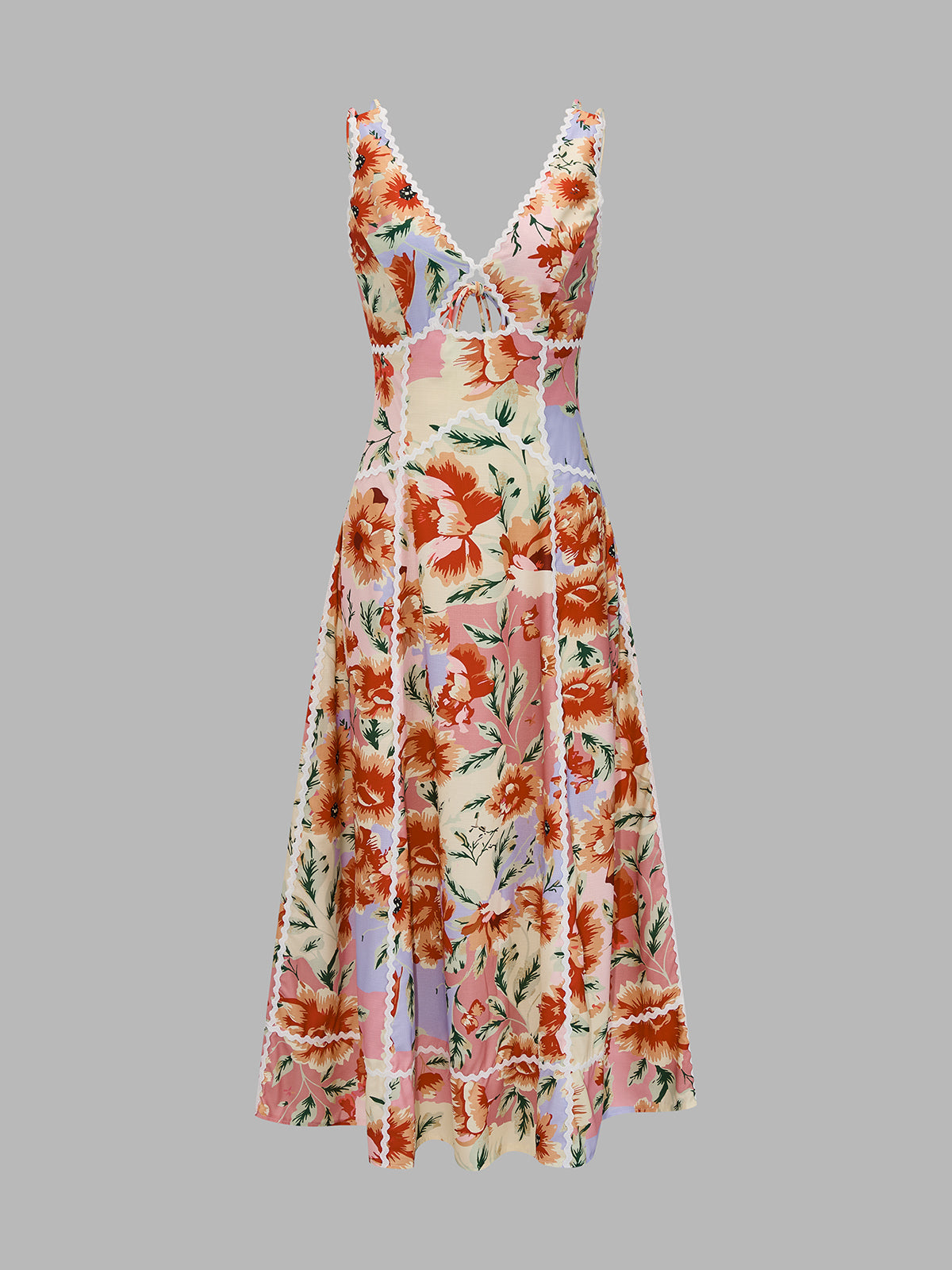Sleeveless Floral Print Backless Maxi Dress for Summer Beach Weddings