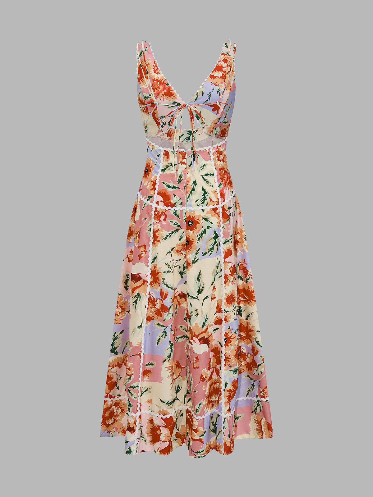 Sleeveless Floral Print Backless Maxi Dress for Summer Beach Weddings