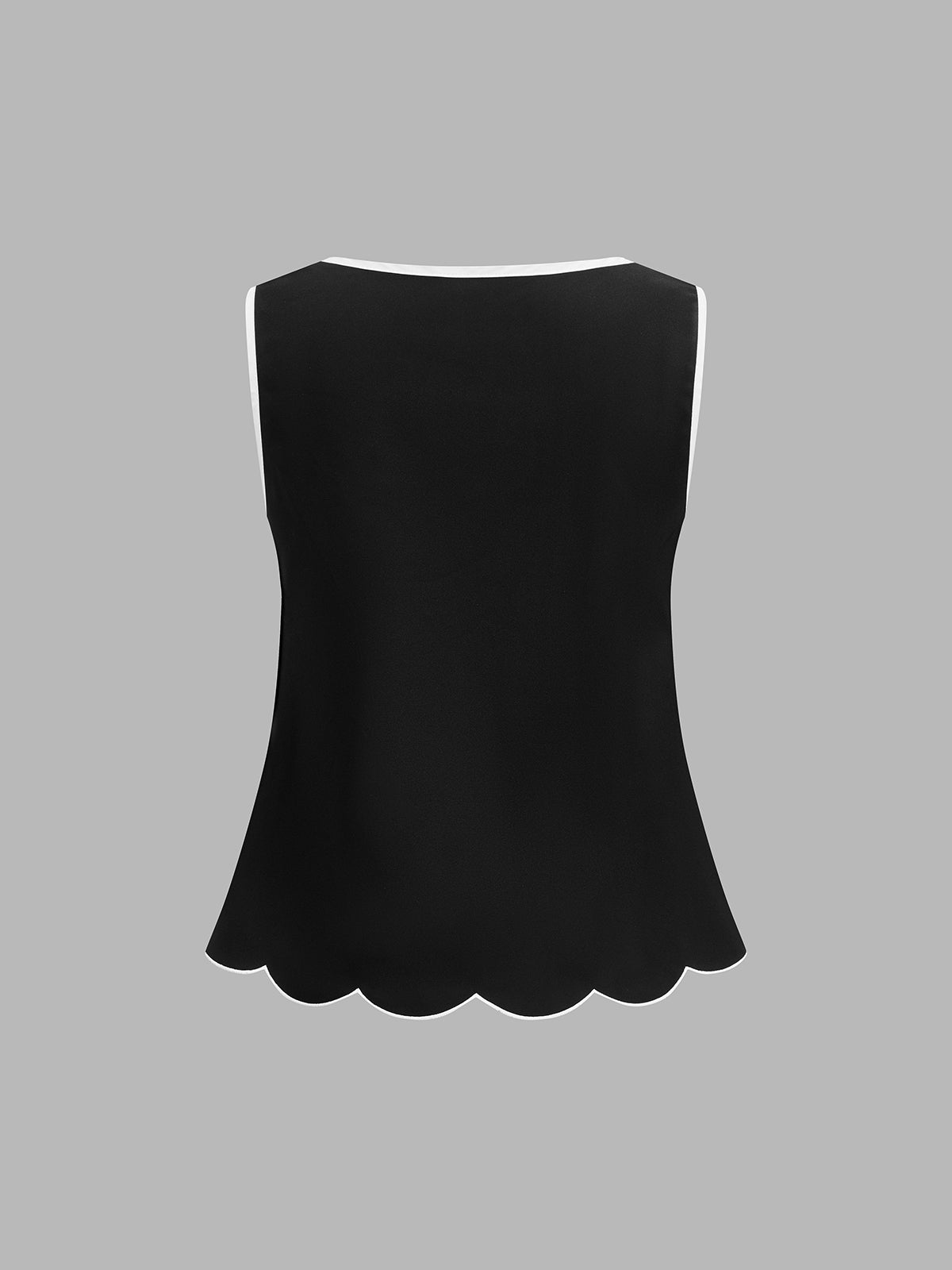 Contrast Scalloped Trim Two Piece Shorts Set for Women Casual Summer