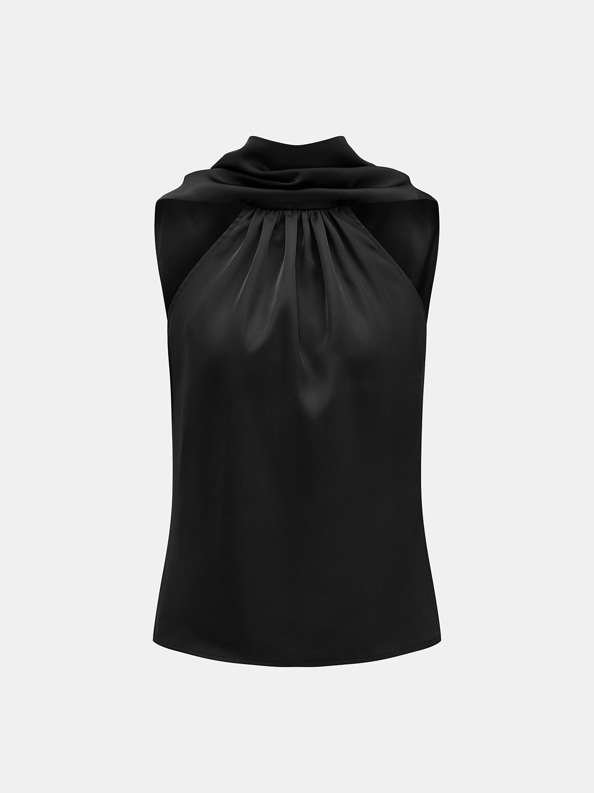 Satin Halter Cowl Back Sleeveless Tank Top for Evening Wear