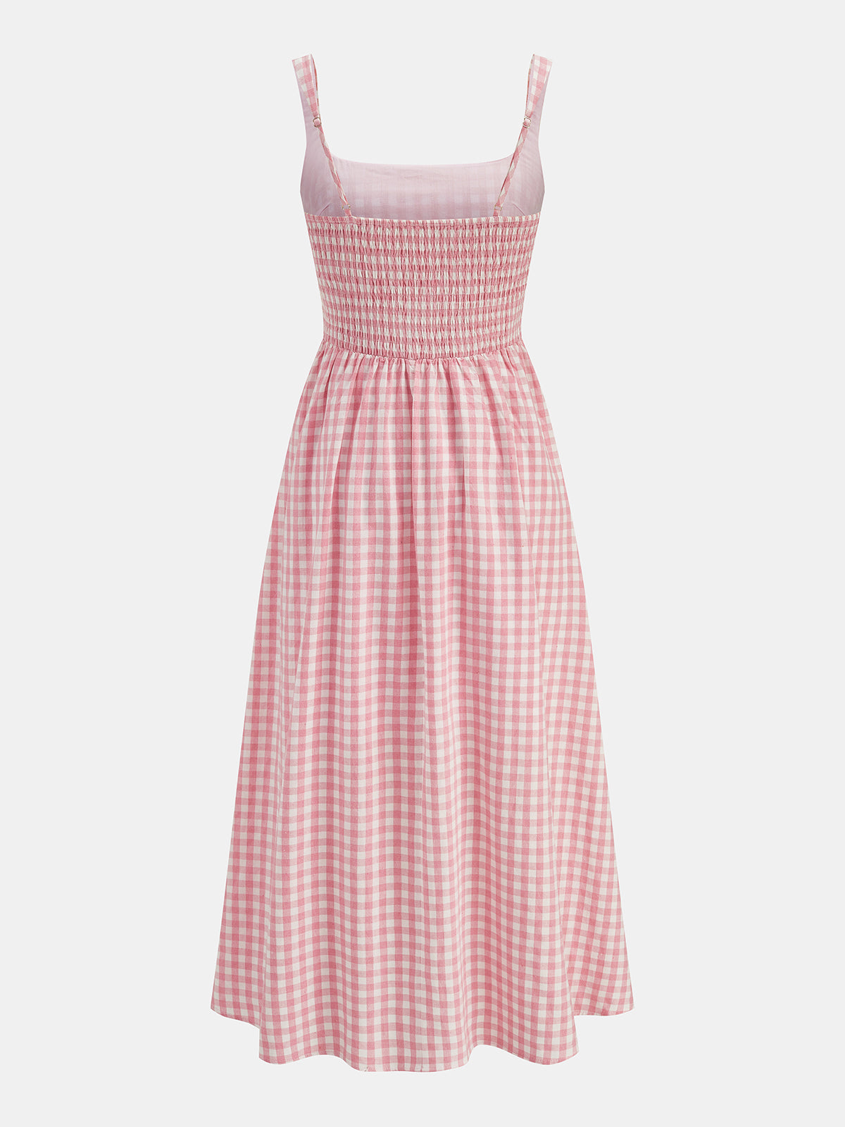 Plaid Smocked Bust Flare Vacation Sundress Lightweight Summer Style