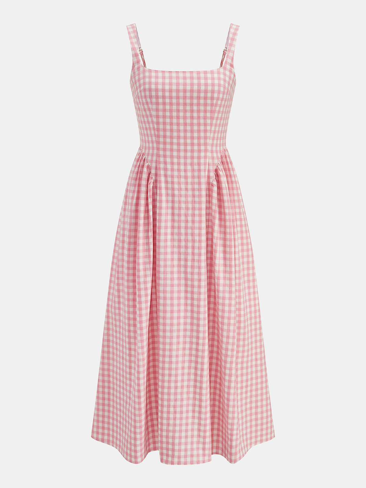 Plaid Smocked Bust Flare Vacation Sundress Lightweight Summer Style