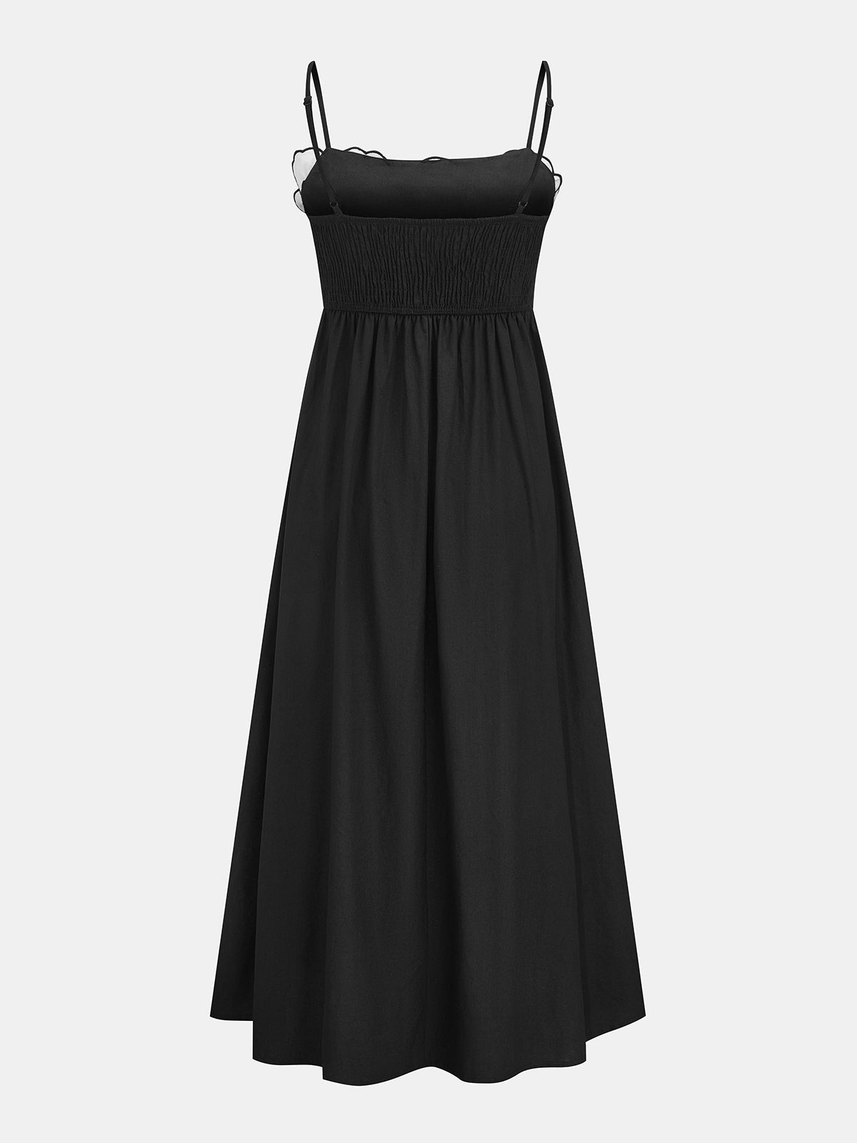 Contrast Flower Bust Pleated Swing Dress Elegant Vintage Style
