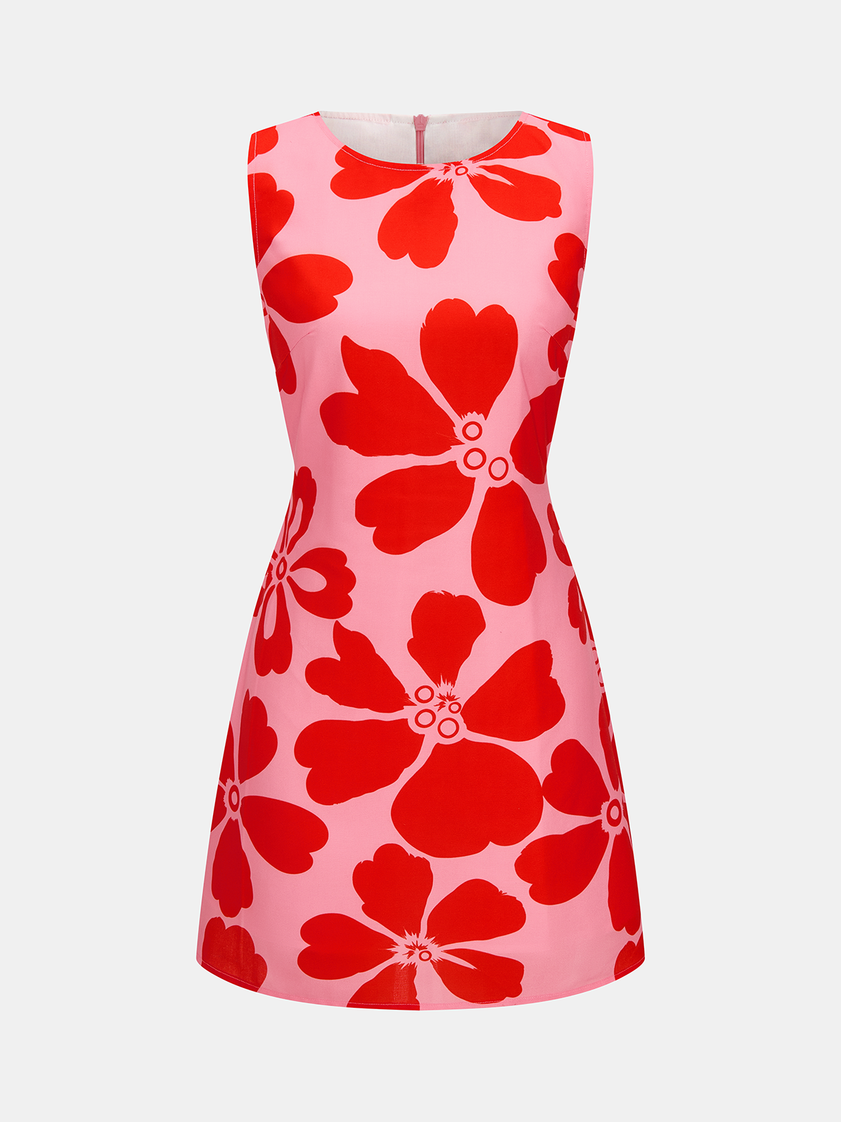 Large Floral Sleeveless Mini Dress for Summer Casual Wear
