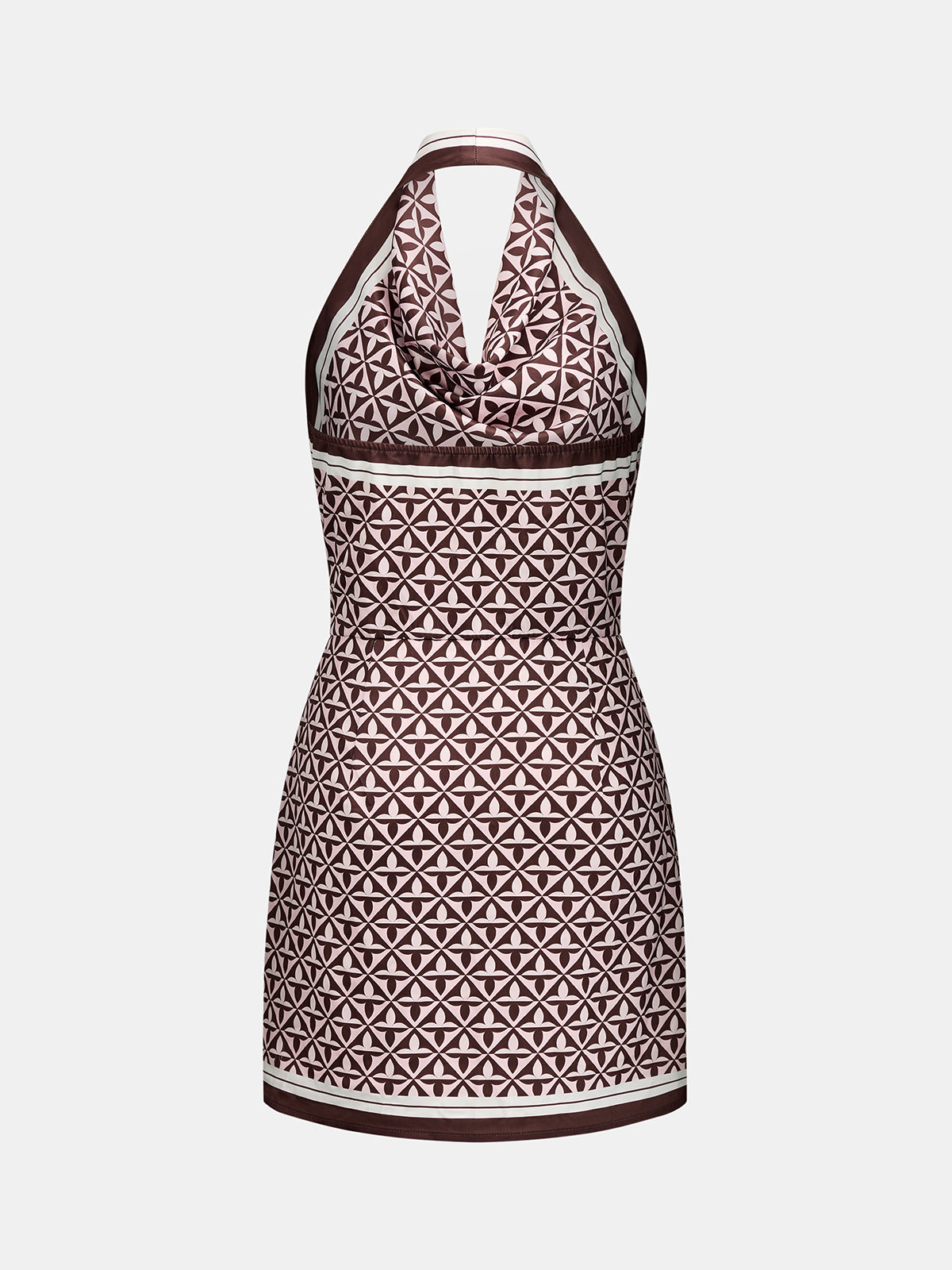Halter Neck Printed Mini Dress with Backless Design