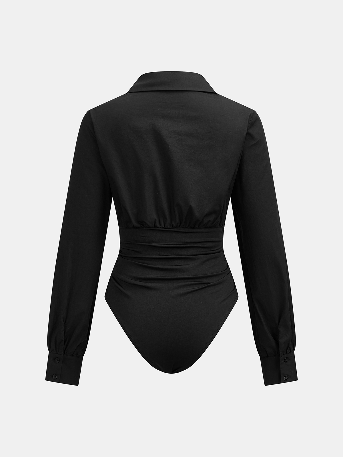 Collared Ruched Long Sleeve Bodysuit | Women's Trendy Fashion Top