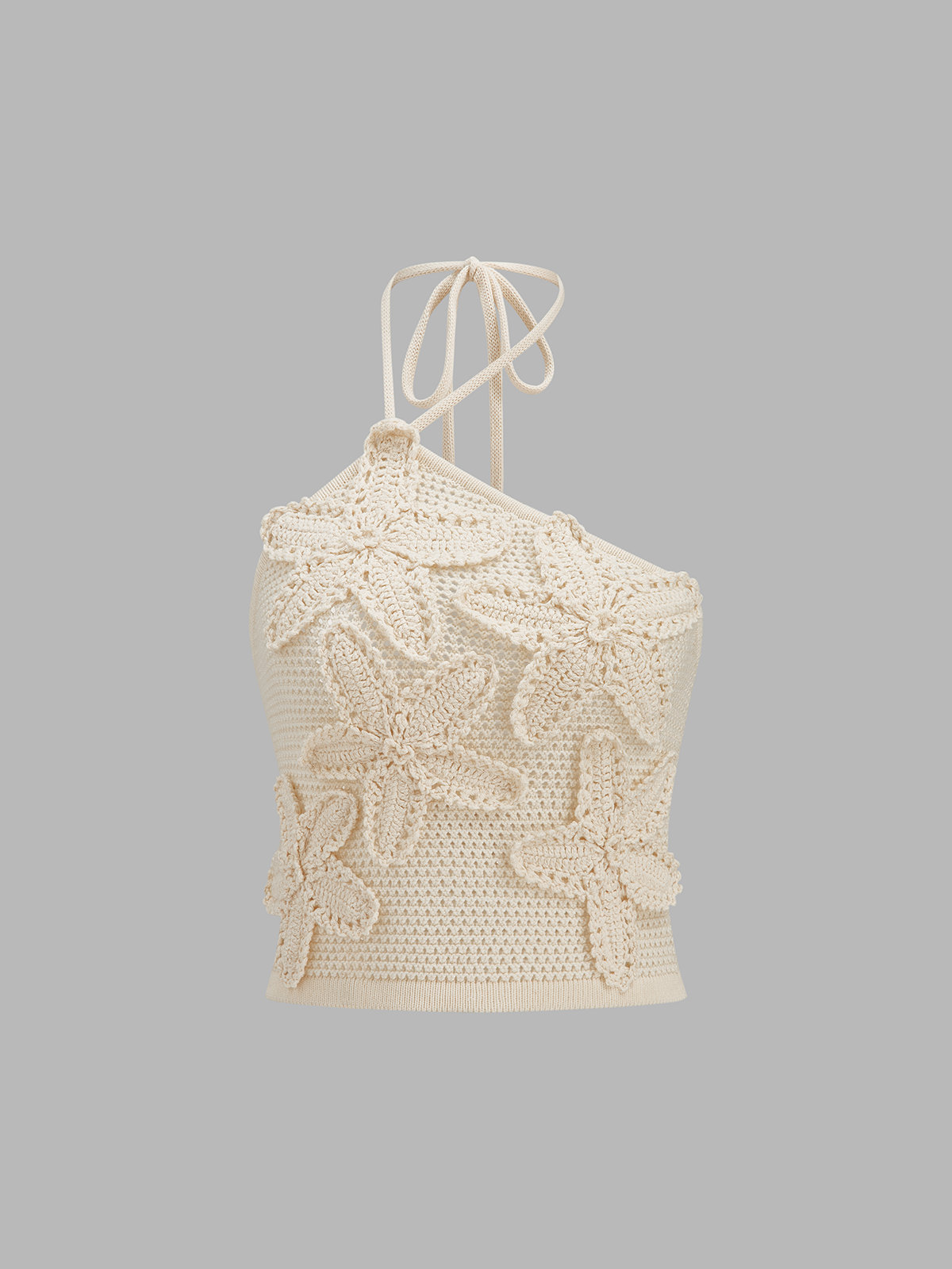 3D Floral Crochet Halter Knit Top for Women Summer Essential