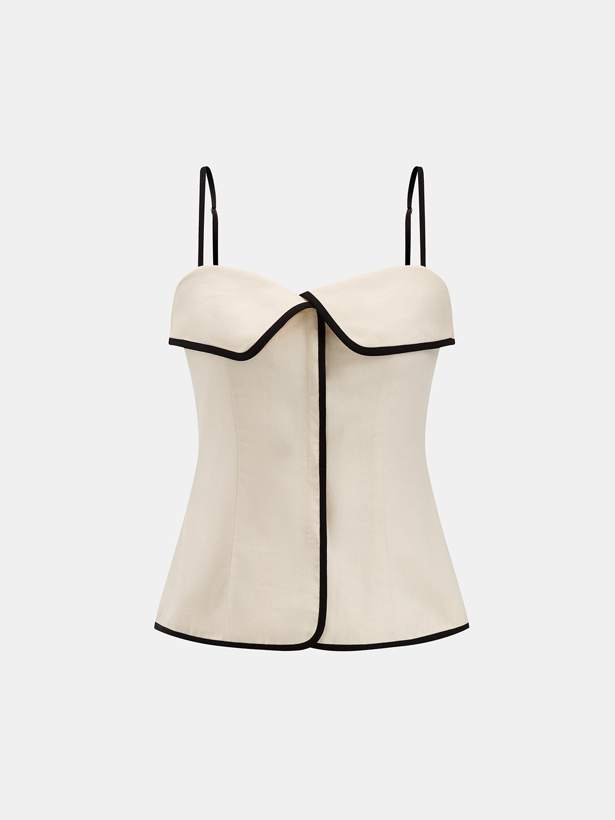 Contrast Piping Foldover Cotton Linen Cami Top for Women Summer Casual