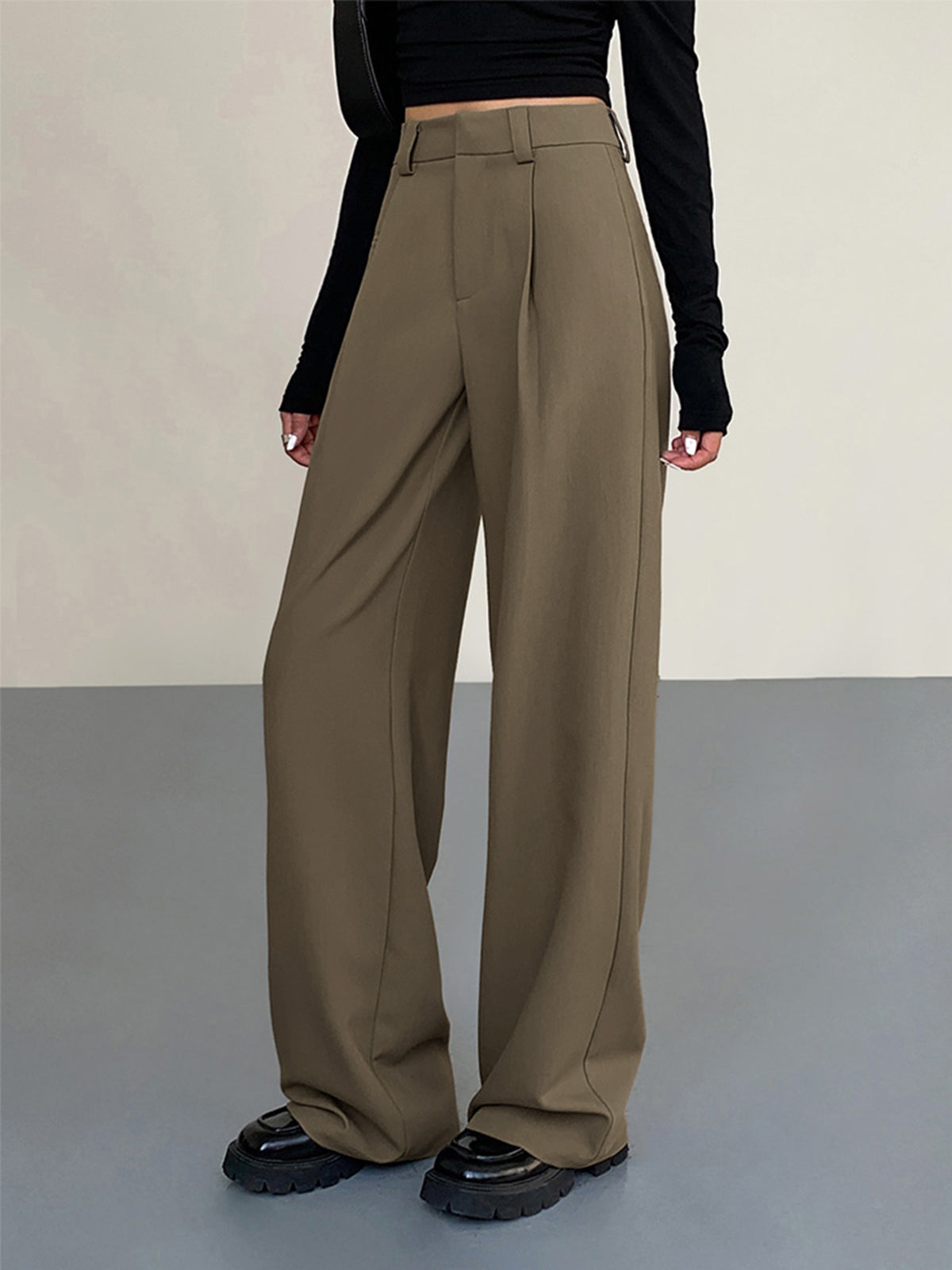 Business Casual Pleat Dress Pants for Professional Office Wear
