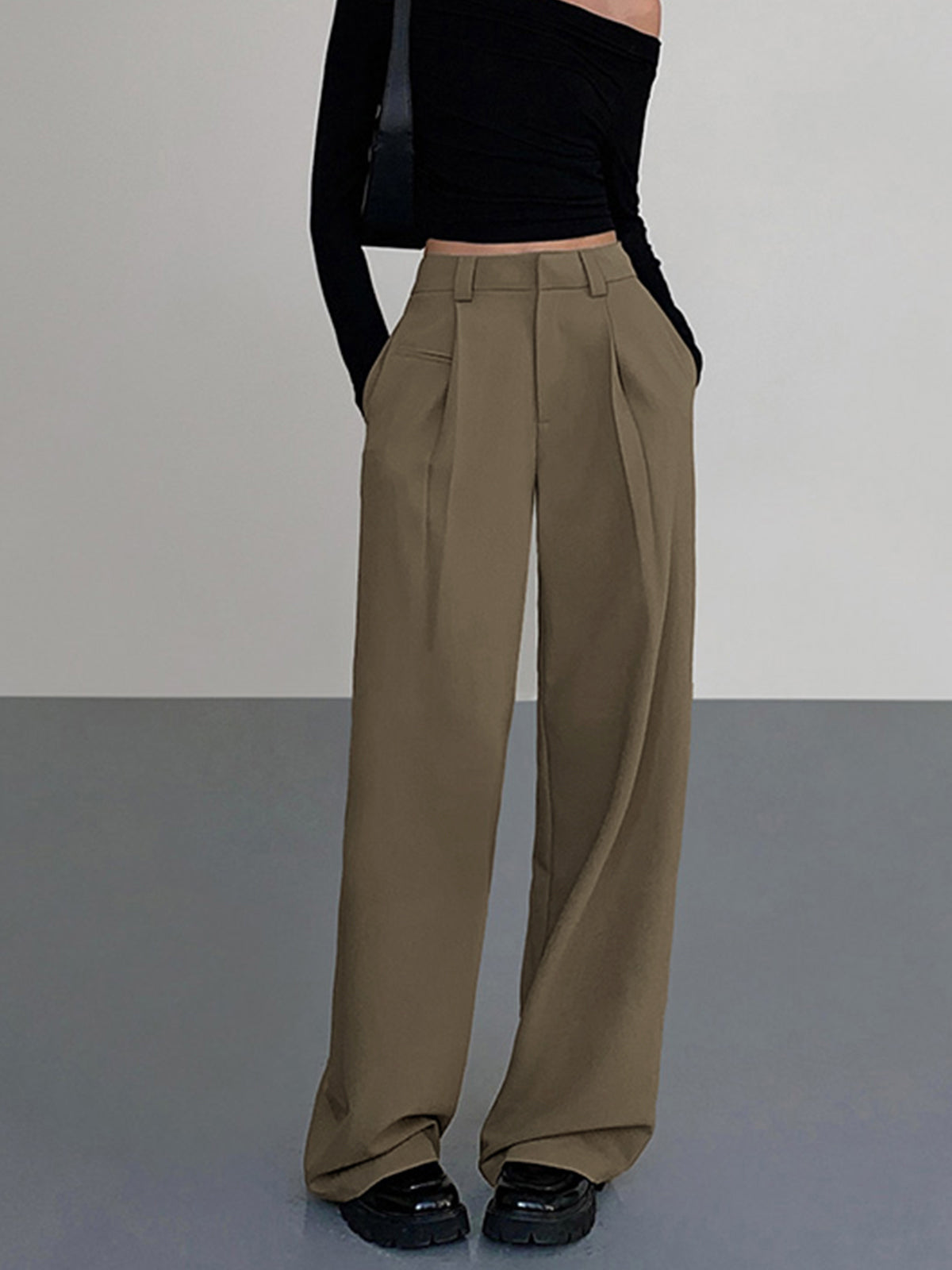 Business Casual Pleat Dress Pants for Professional Office Wear