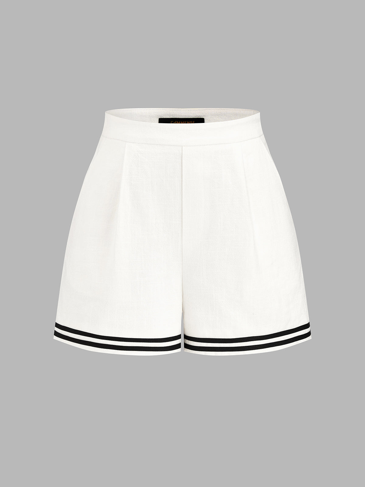 Contrast Trim Cotton Linen Two Piece Shorts Set for Casual Summer Wear