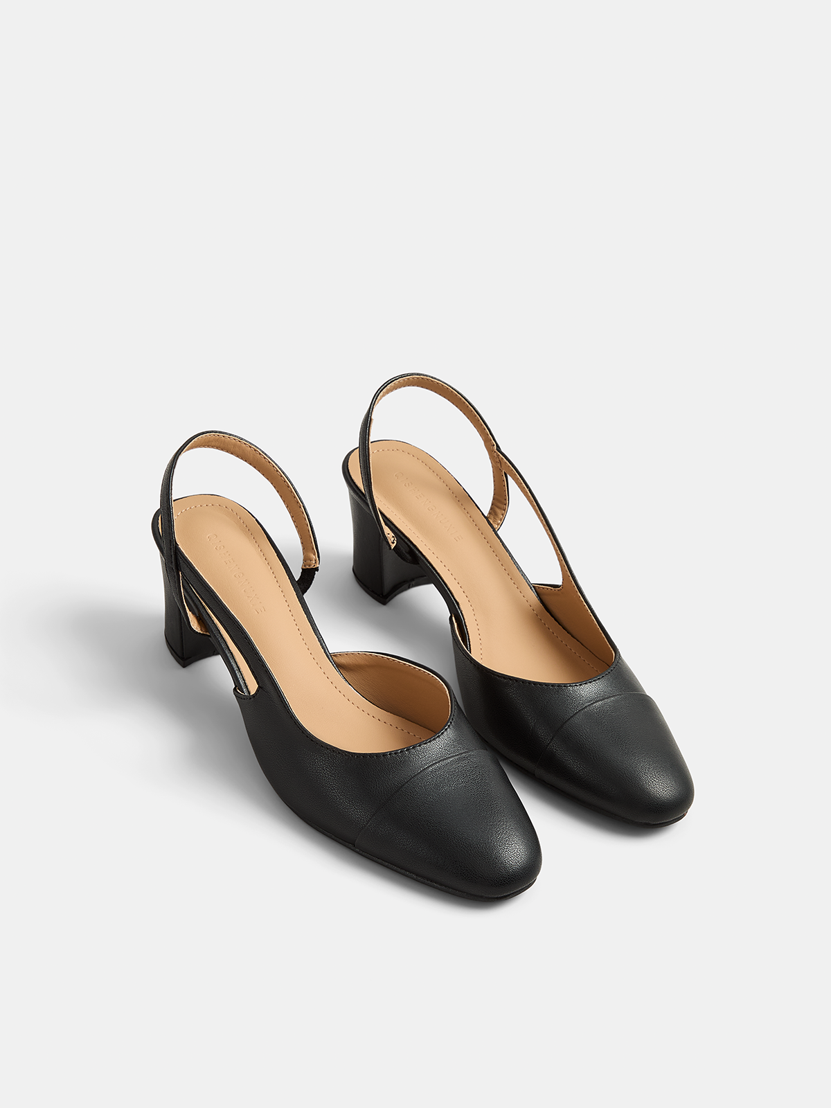 Cap Toe Slingback Block Heel Pumps | Elegant Women's Dress Shoes