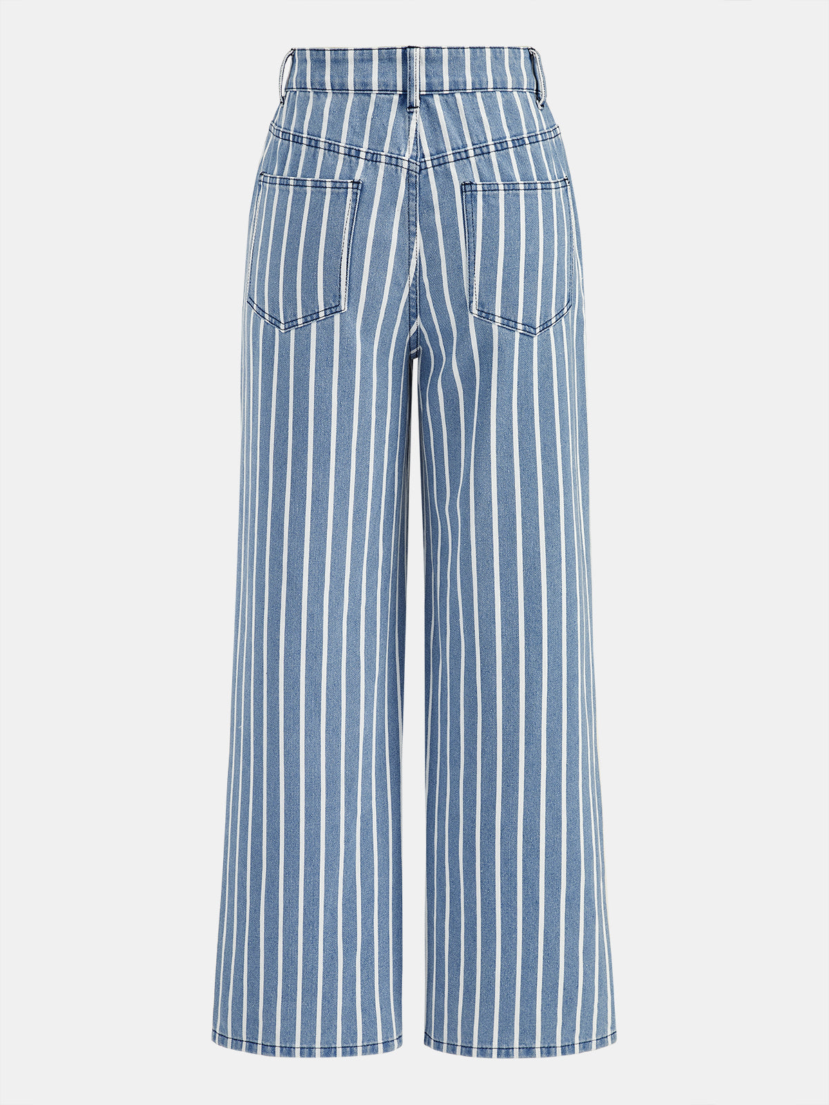 Striped Straight-Leg Denim Pants for Women Casual Comfort