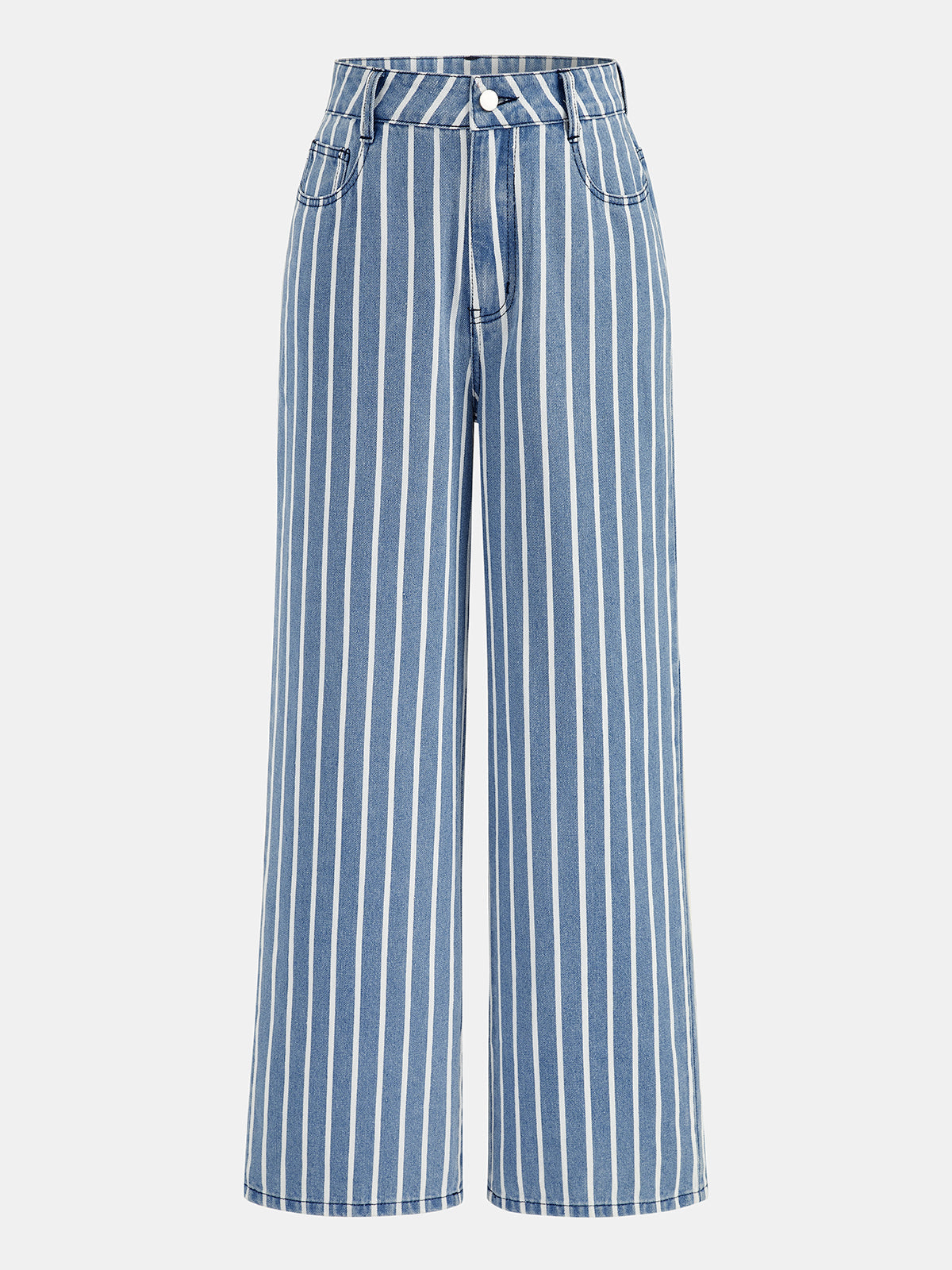 Striped Straight-Leg Denim Pants for Women Casual Comfort