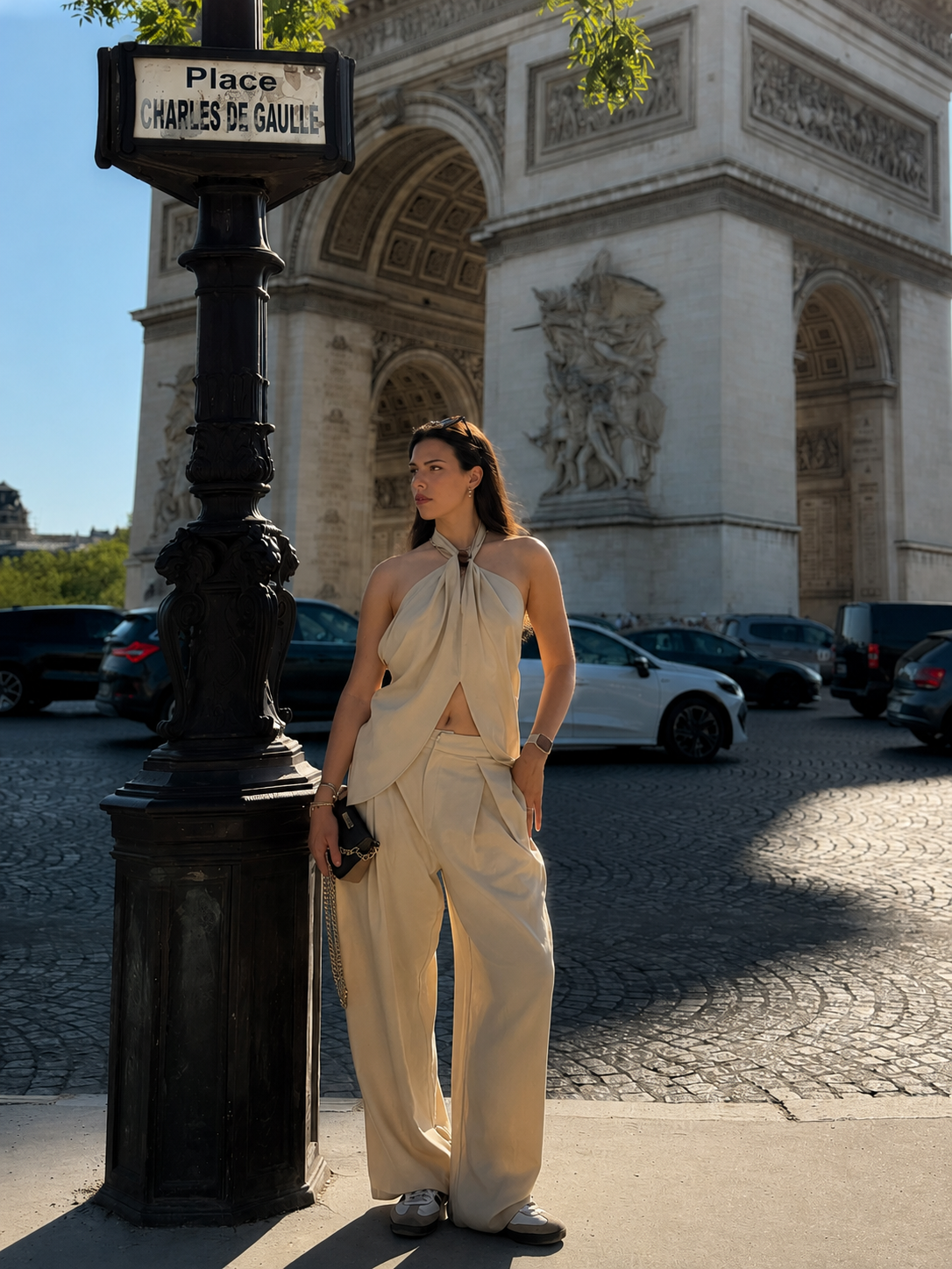 Linen-Blend Halter Top & Pants Set for Stylish Summer Wear