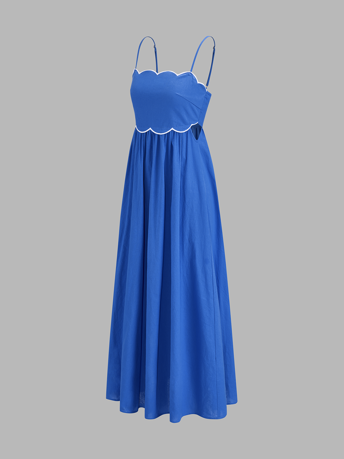 Scalloped Piping Cotton Cami Maxi Dress for Summer Weddings