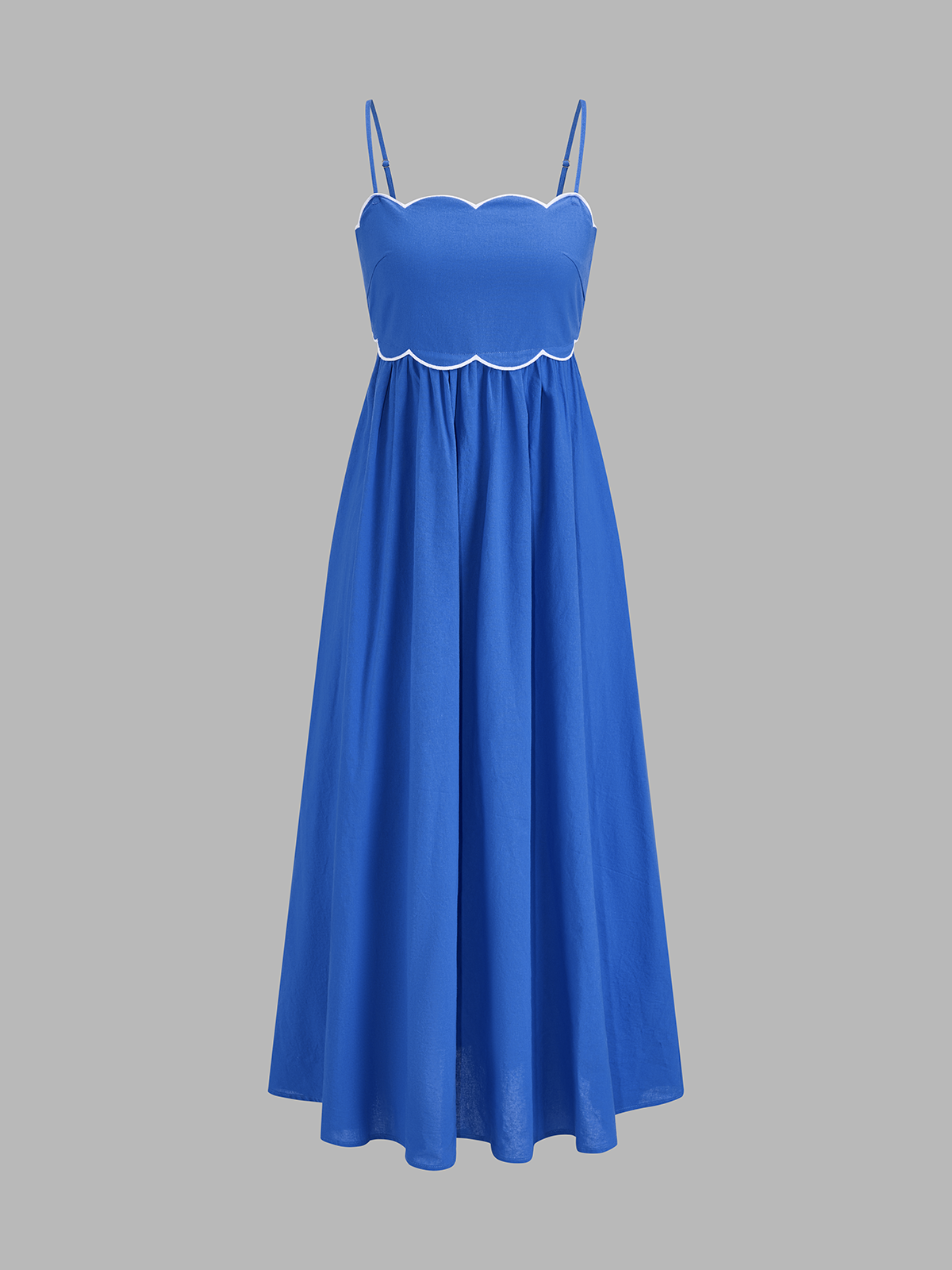 Scalloped Piping Cotton Cami Maxi Dress for Summer Weddings