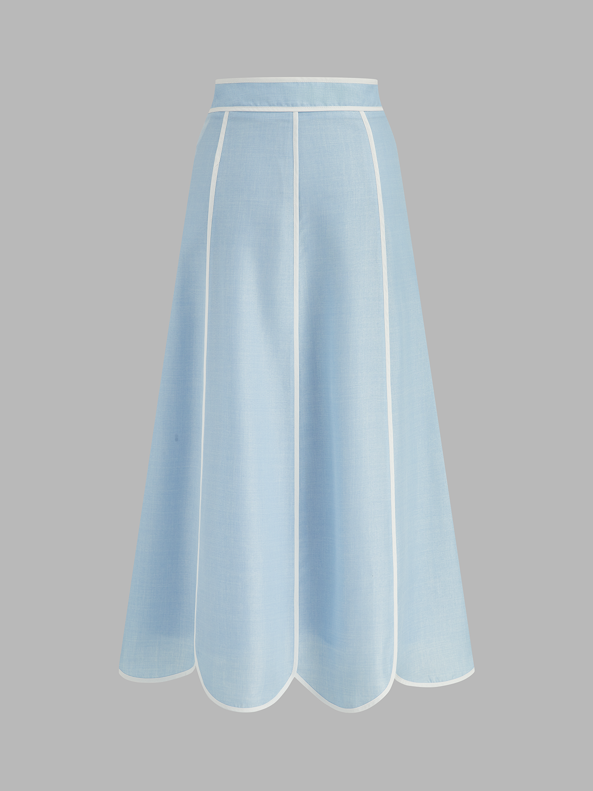 Scallop Trim Halter Crop Top & High-Waisted Skirt Set for Women
