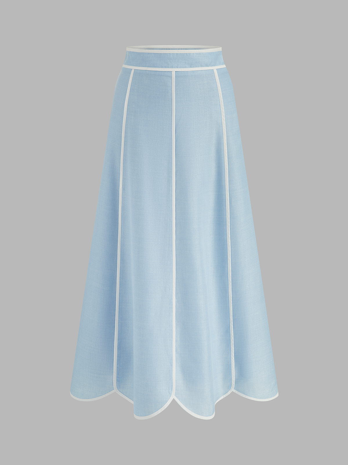 Scallop Trim Halter Crop Top & High-Waisted Skirt Set for Women