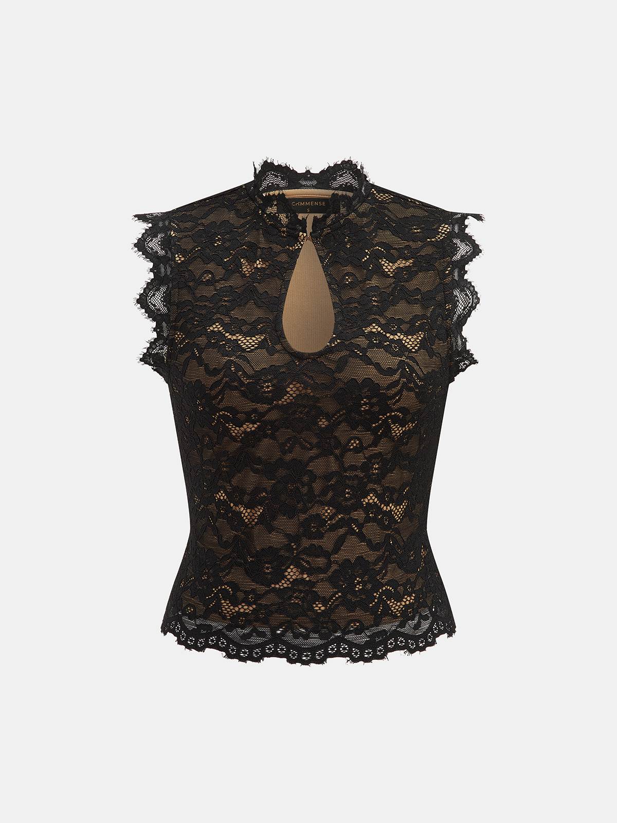 Keyhole Neck Lace Sleeveless Blouse for Women Summer Casual