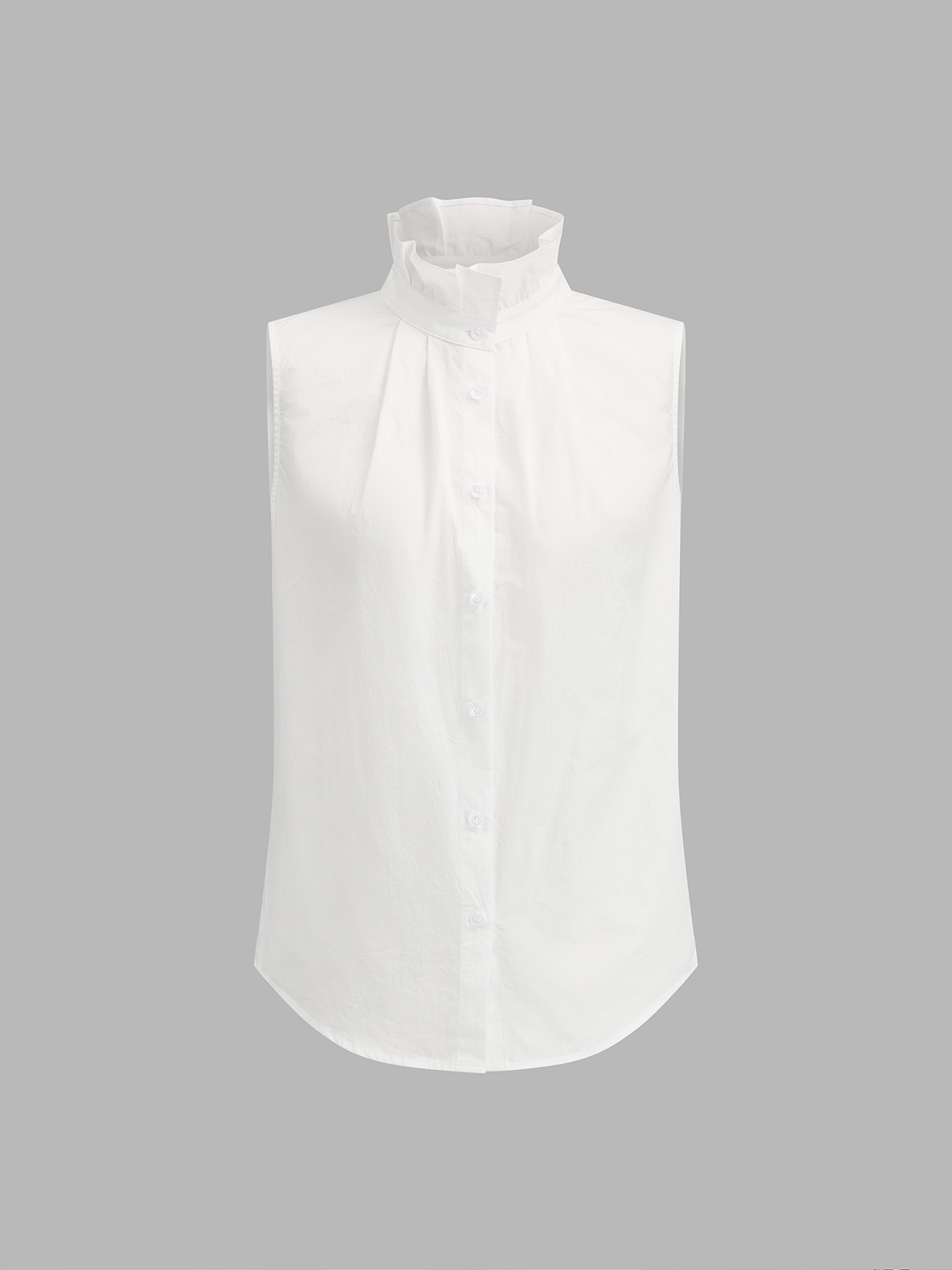 Ruffle Collar Sleeveless Button Blouse Women's Elegant Top