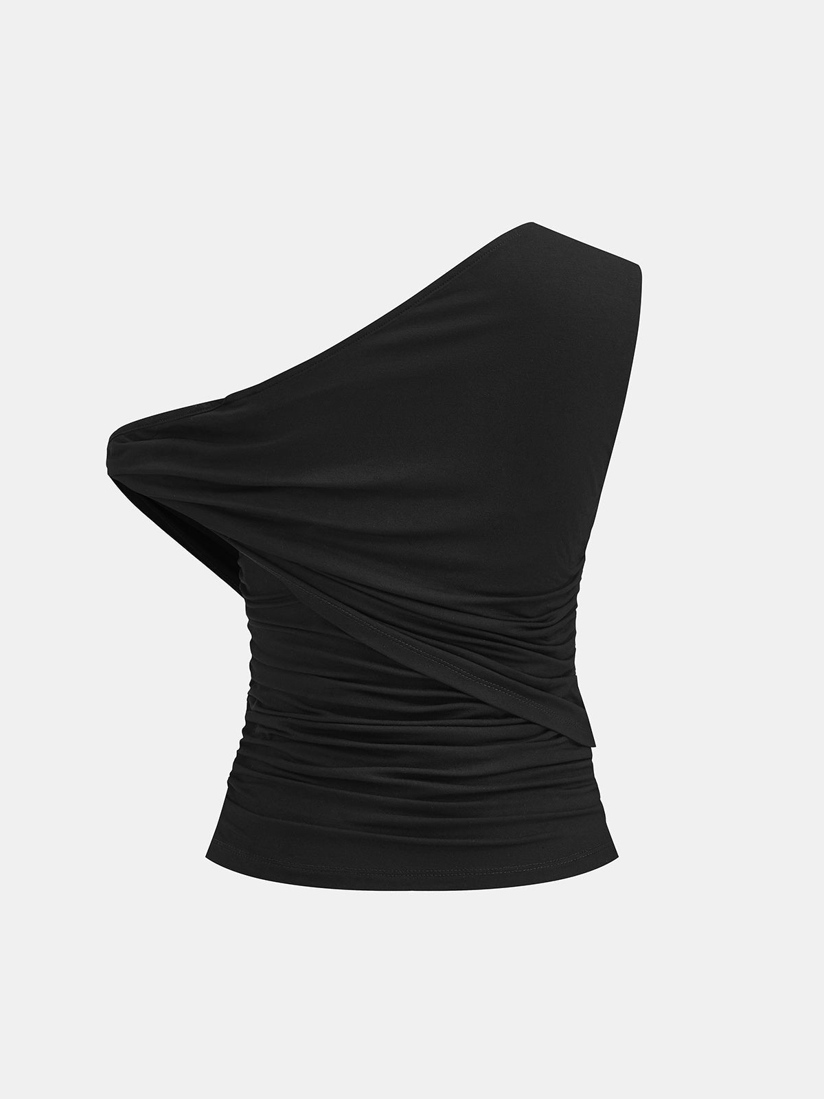 One Shoulder Ruched Metal Ring Tank Top for Women Casual Style