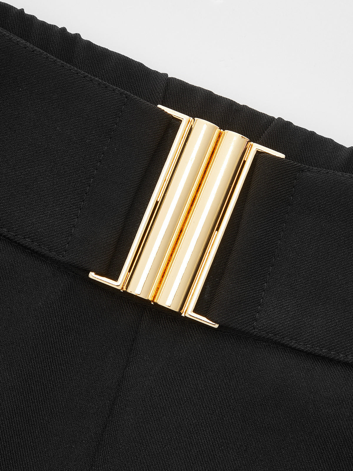 Metal Bar Detail Front Seam Straight Leg Tailored Trousers with High Waist
