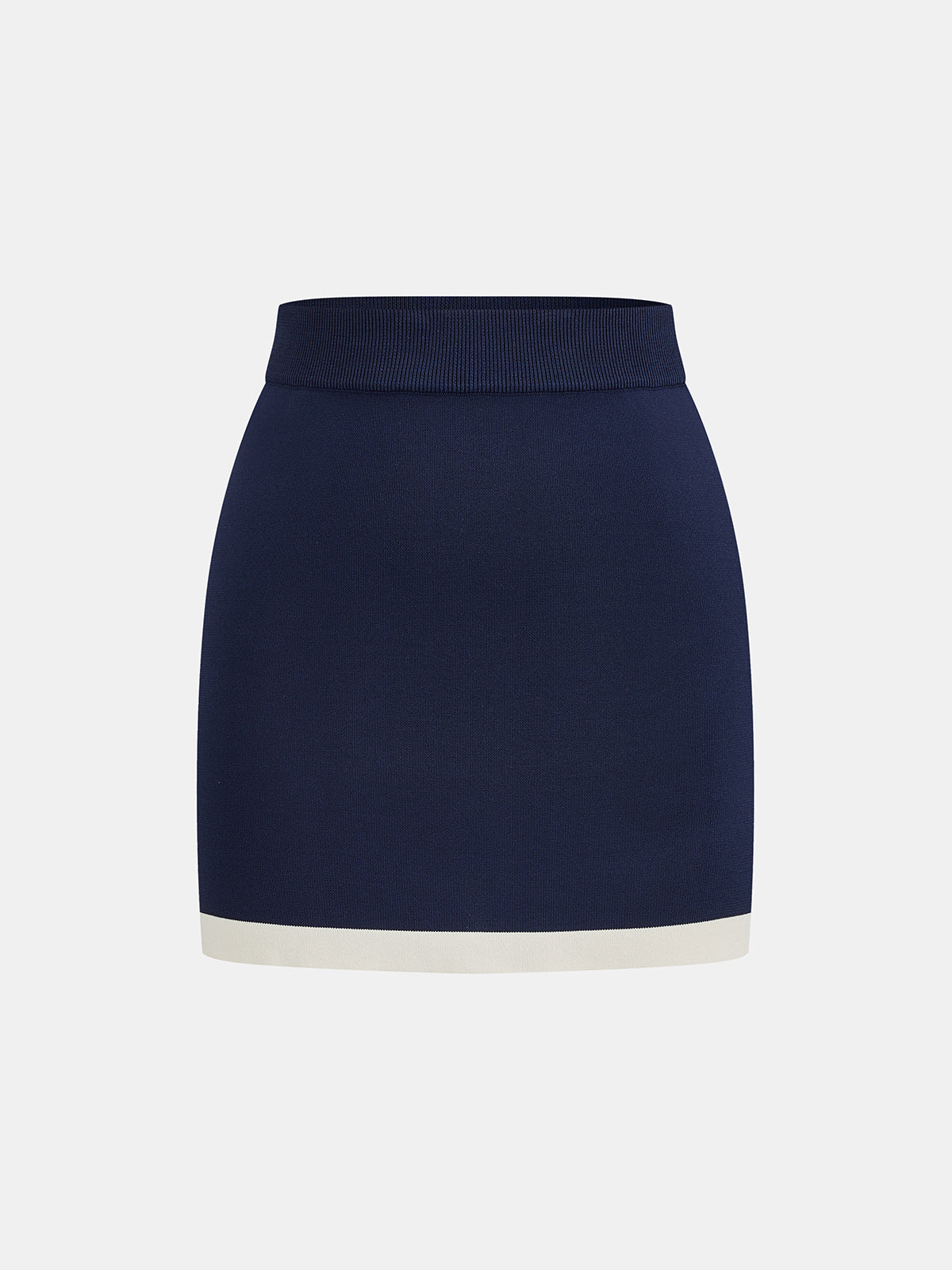 Contrast Trim Knit Two Piece Skirt Set Fashionable Comfortable Outfit