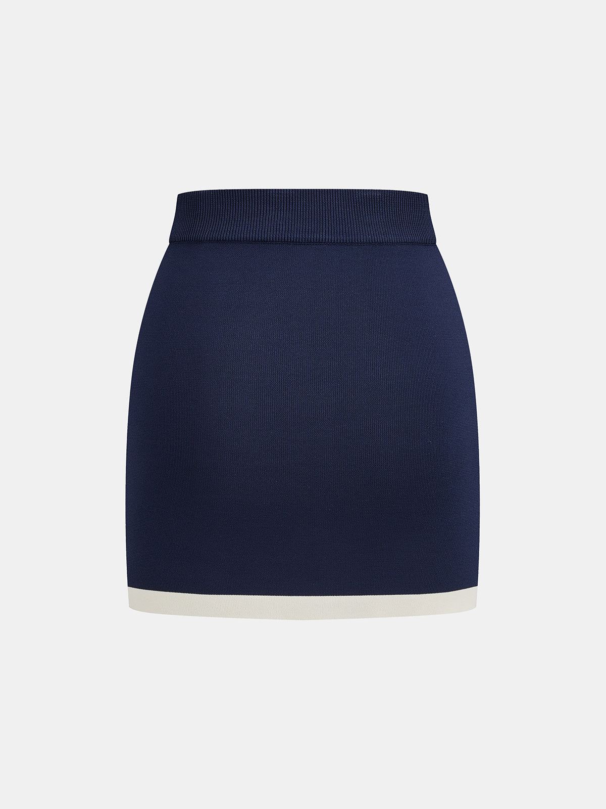 Contrast Trim Knit Two Piece Skirt Set Fashionable Comfortable Outfit
