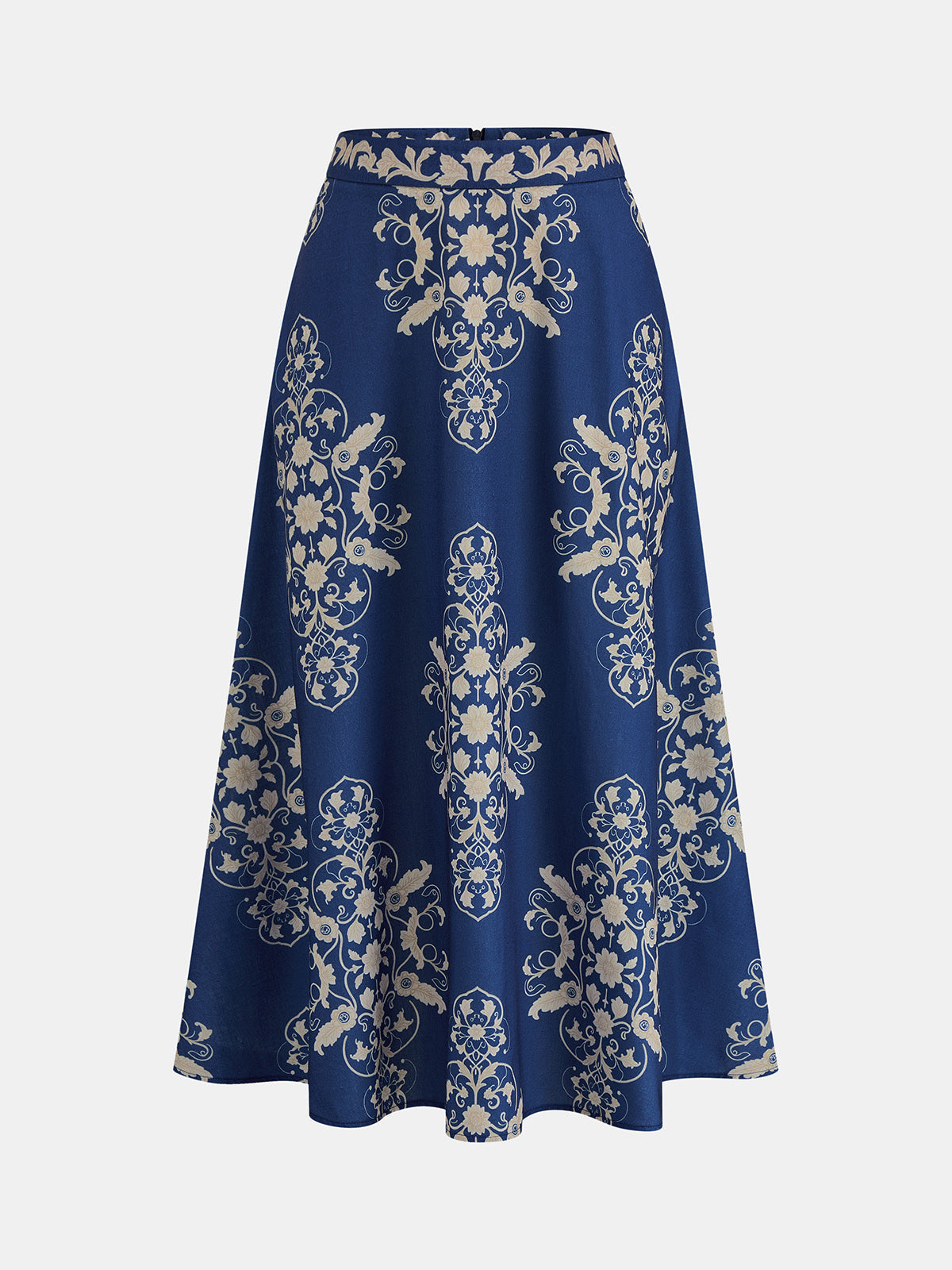 Baroque Print Cami Crop Top & Maxi Skirt Set for Women Summer Festival Fashion