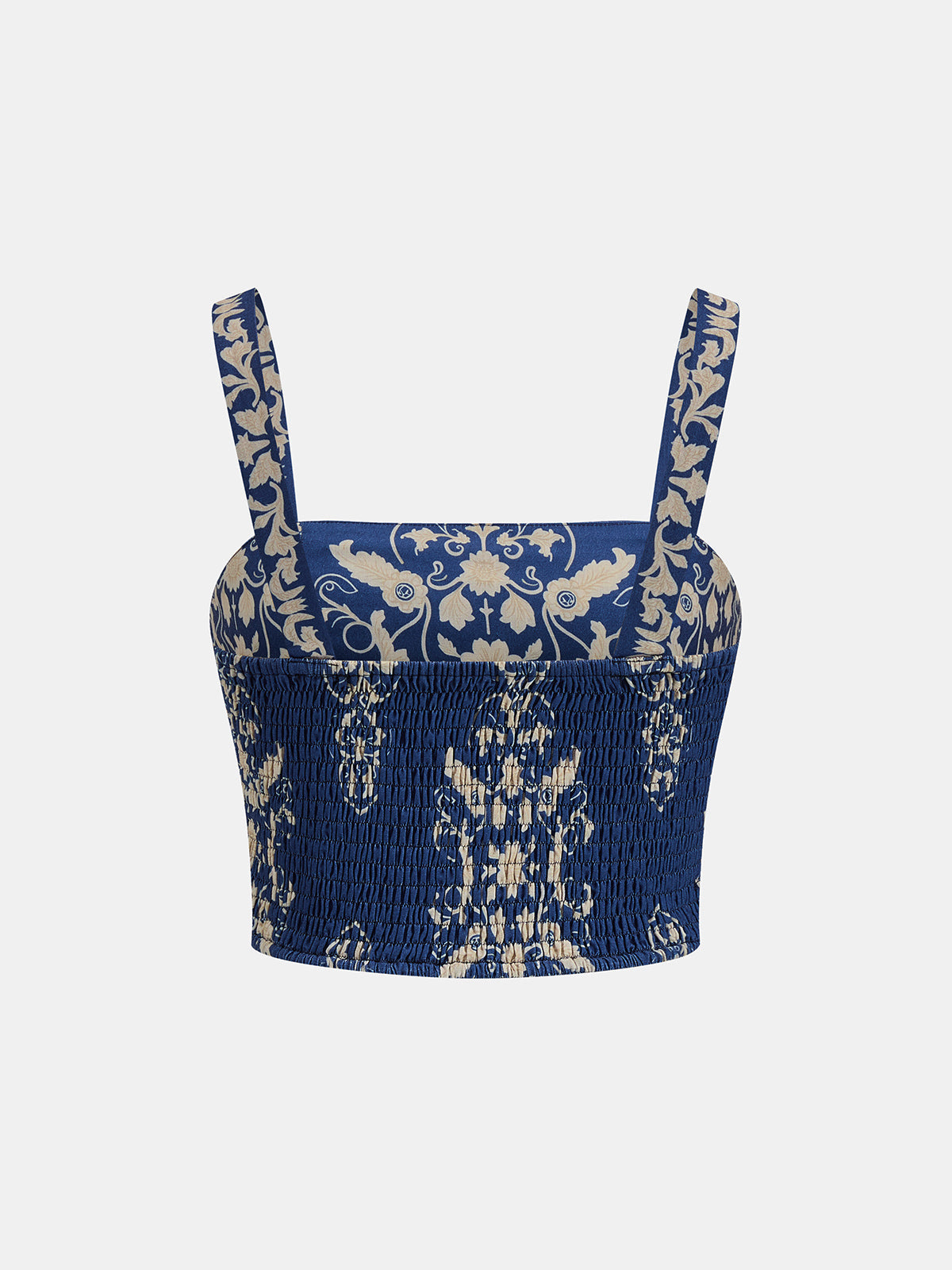 Baroque Print Cami Crop Top & Maxi Skirt Set for Women Summer Festival Fashion