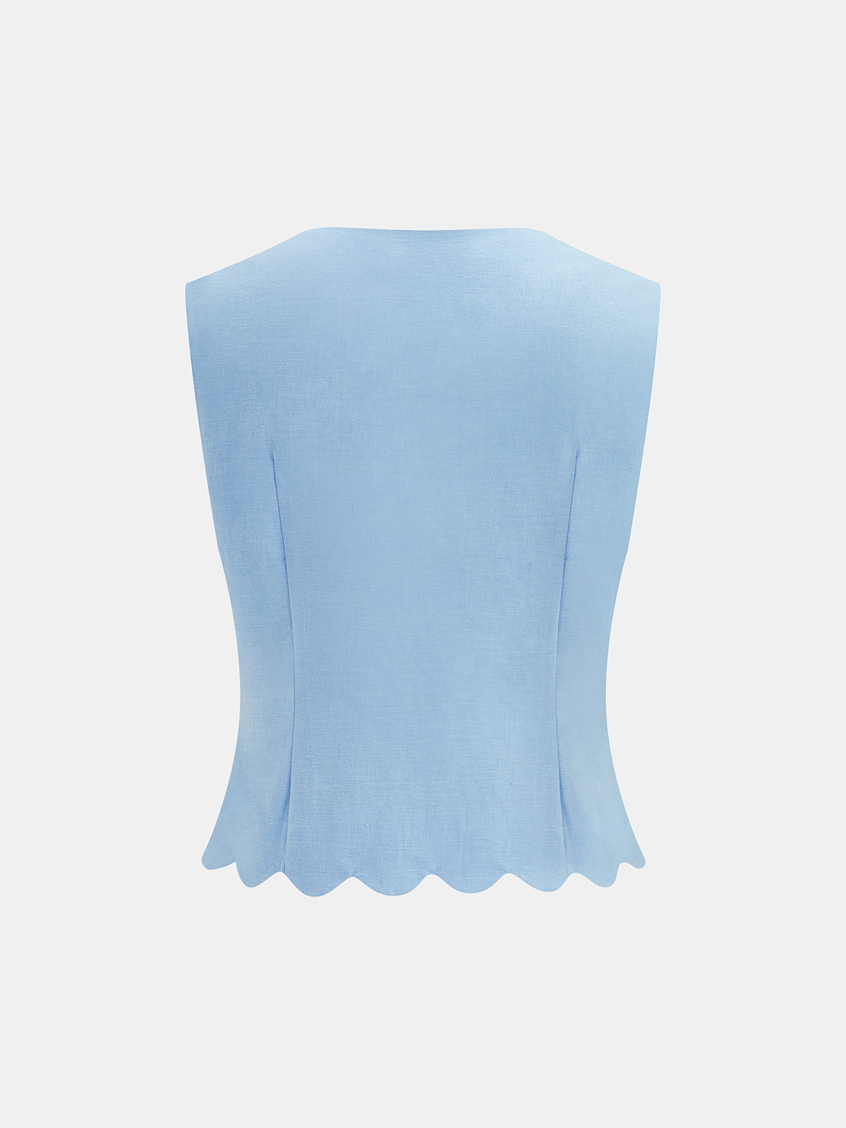 Scallop Trim Buttoned Vest & Shorts Set for Women Summer Casual