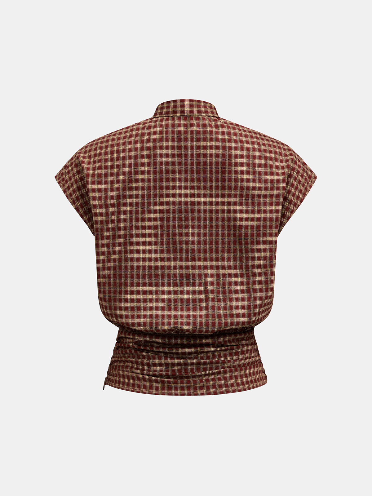 Plaid Bow Tie Sleeveless Blouse Women's Casual Summer Top