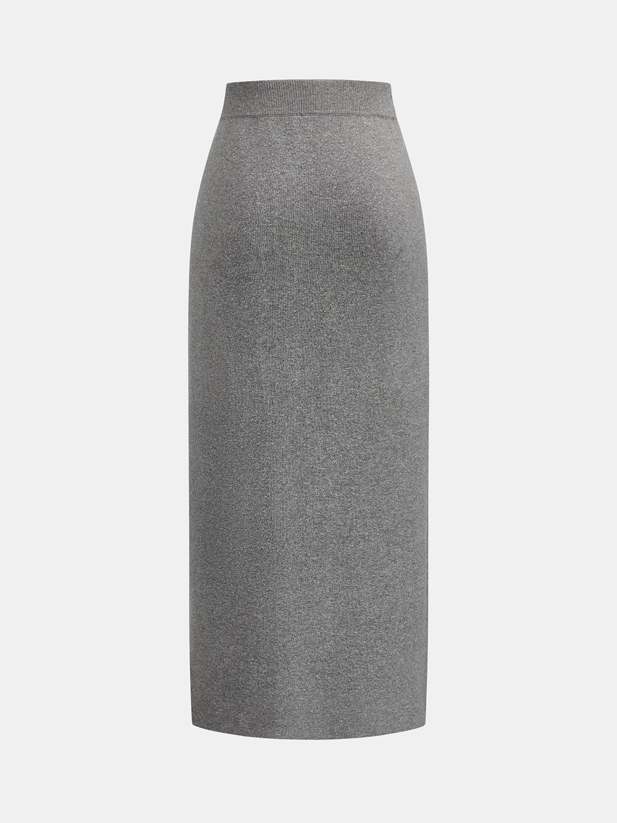 Metal Button Knit Two Piece Skirt Set with Cozy Sweater Top