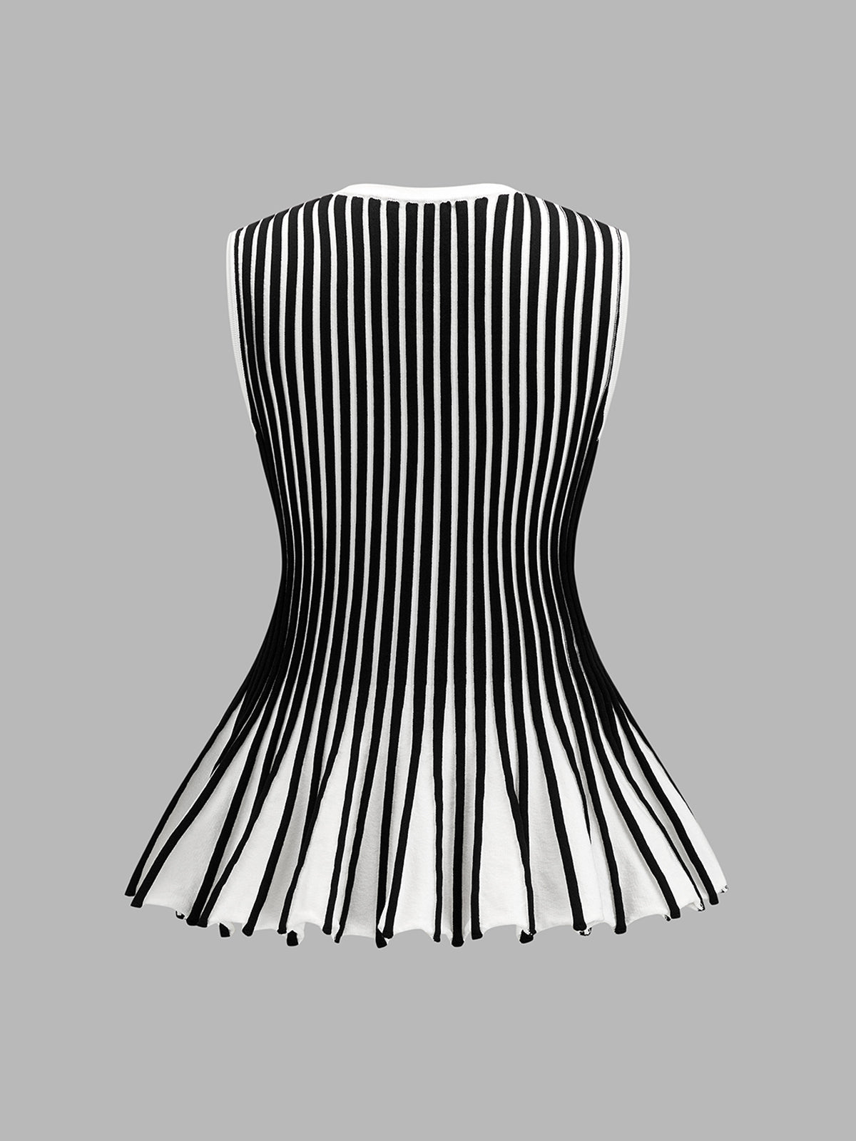 Sleeveless Striped Peplum Knit Cardigan for Women, Comfortable Casual Wear