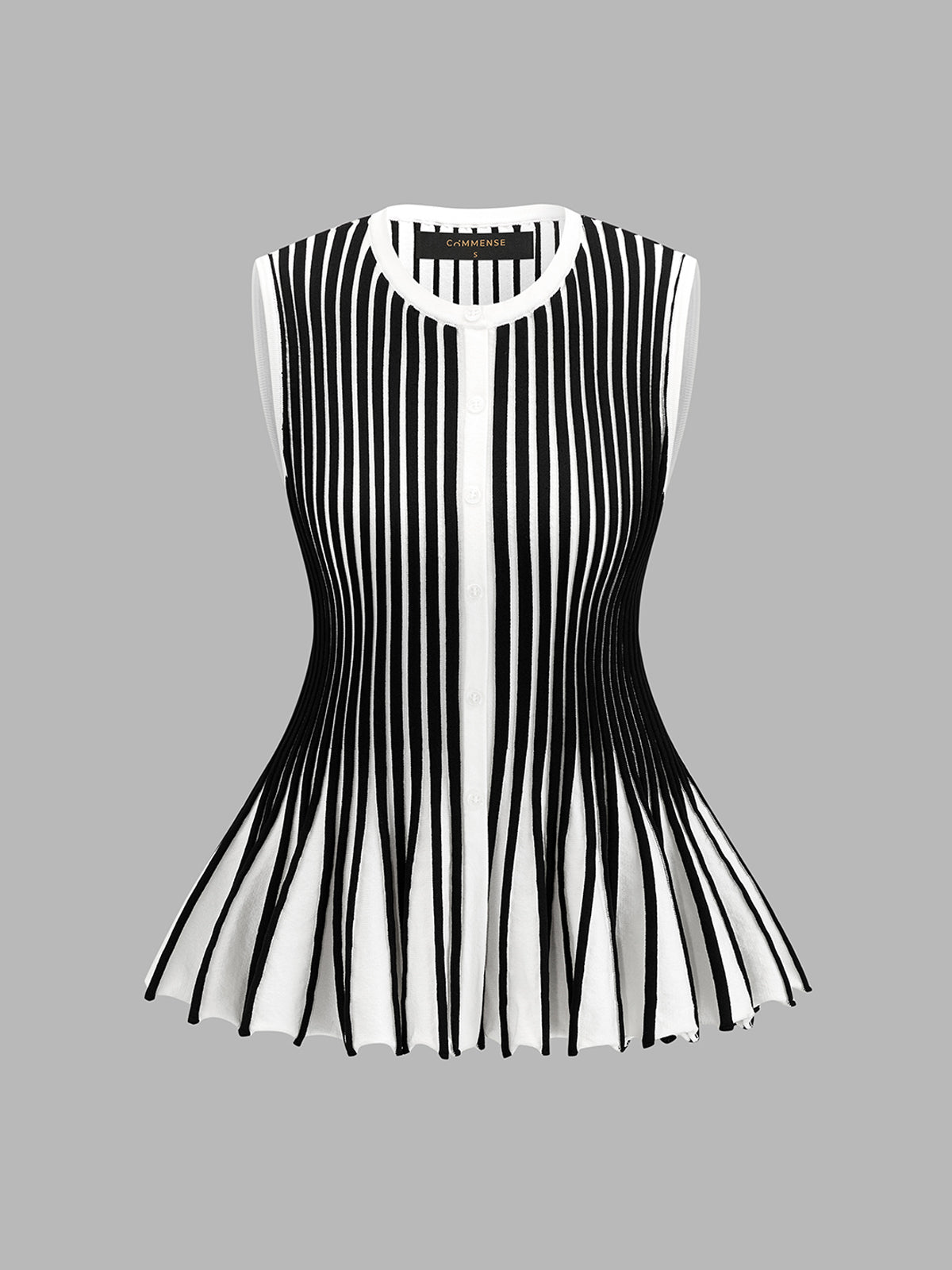 Sleeveless Striped Peplum Knit Cardigan for Women, Comfortable Casual Wear