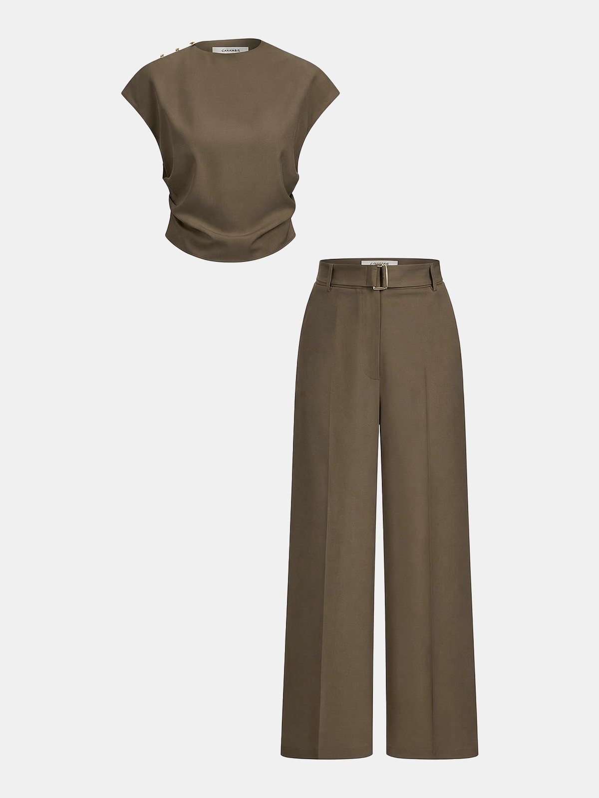 Sleeveless Ruched Top & Wide-Leg Pants Set for Women Chic Comfort