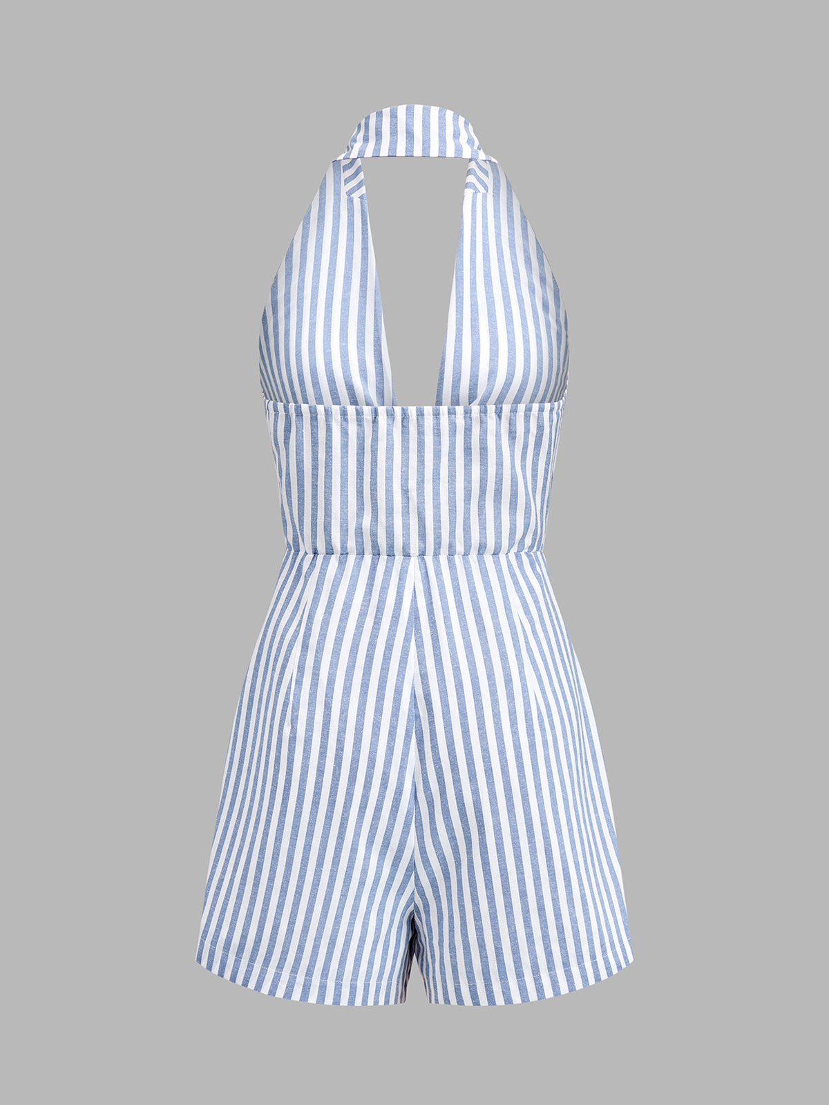 Halter Tie Front Striped Romper Women Summer Casual Beachwear
